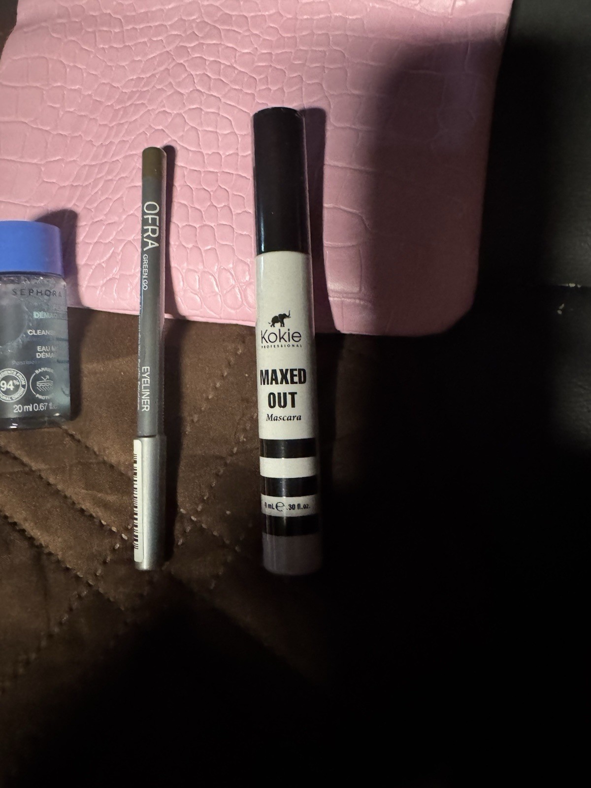 NEW SEPHORA MAKE UP REMVR, OFRA GRN EYELNR, KOKIE MASCARA BLK + BAG