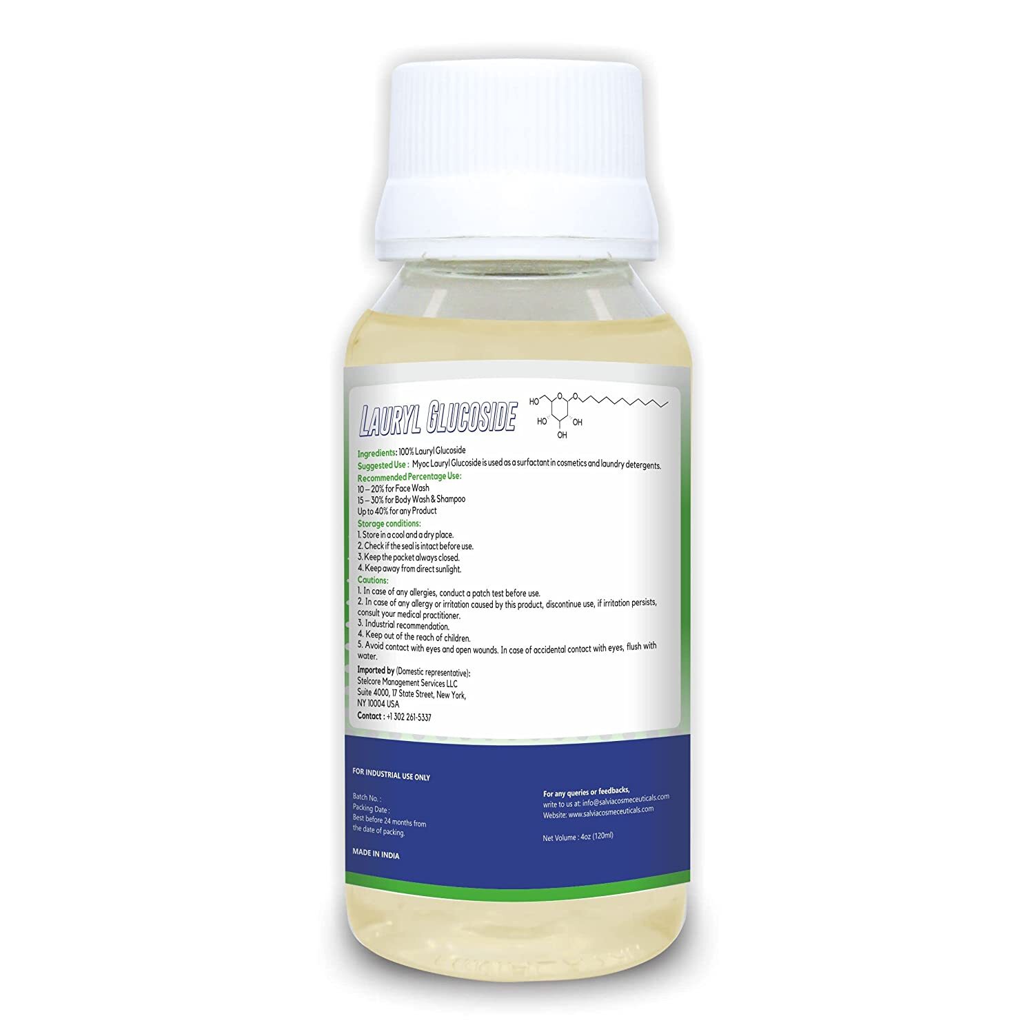 Myoc Lauryl Glucoside for Skin, Glucoside Surfactant – {120ml/4oz-473ml/15.99oz}