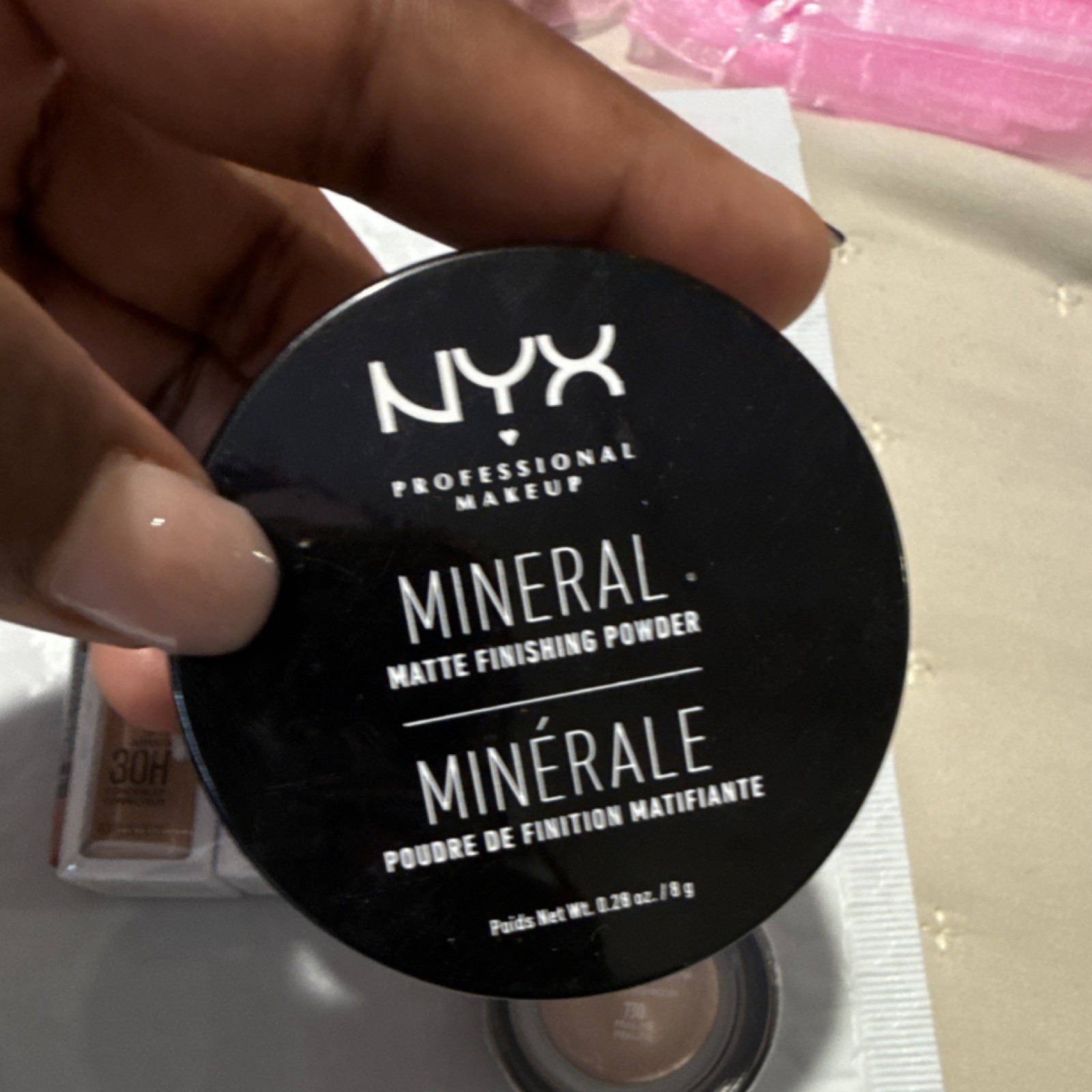 Maybelline Super Stay Concealer, NYX Mineral Powder, Revlon ColorStay Eyeshadow