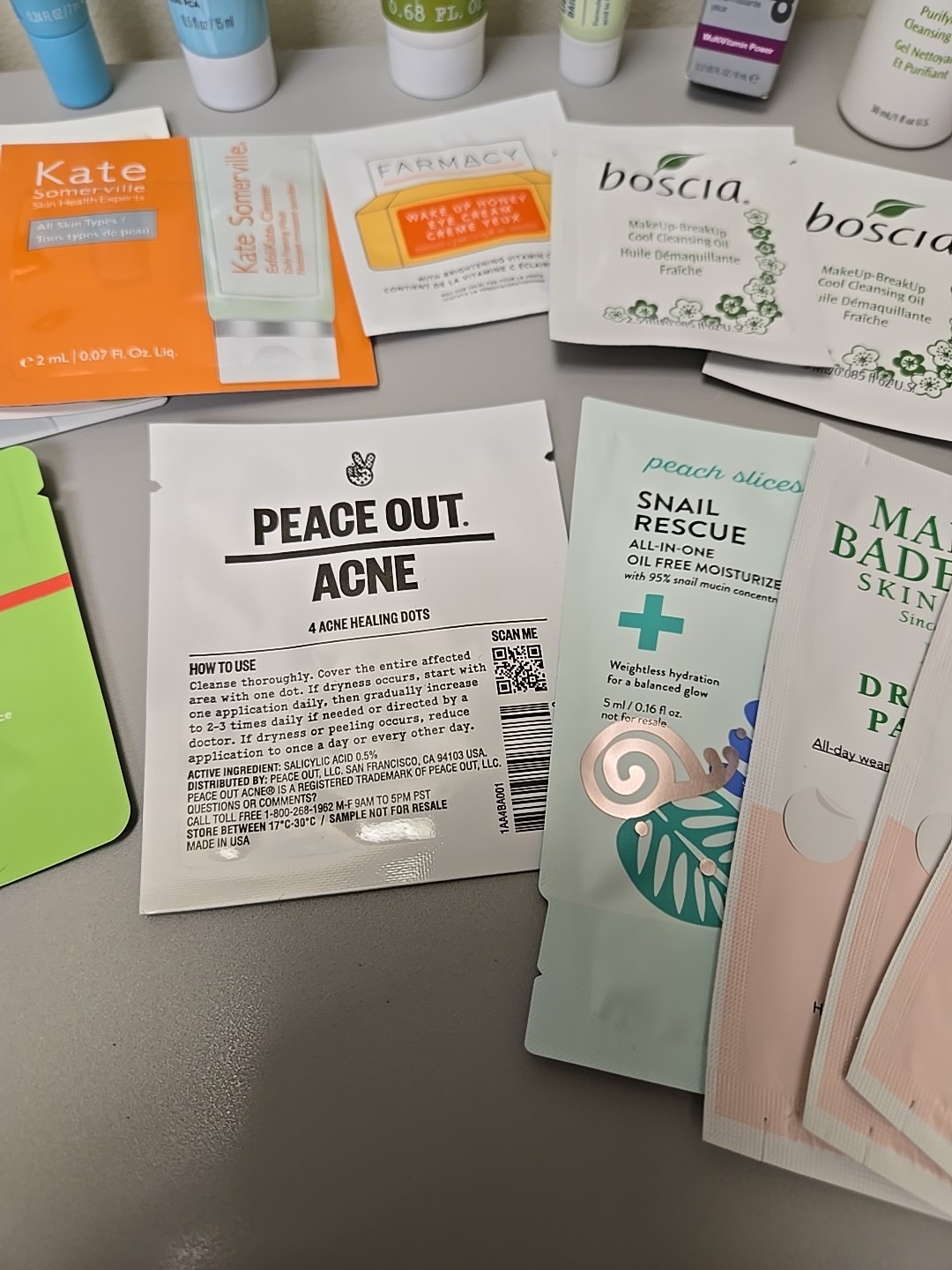 Large Skincare Lot of Samples – 23 As Shown Kiehls, Boscia, Korres, Tula, CEO