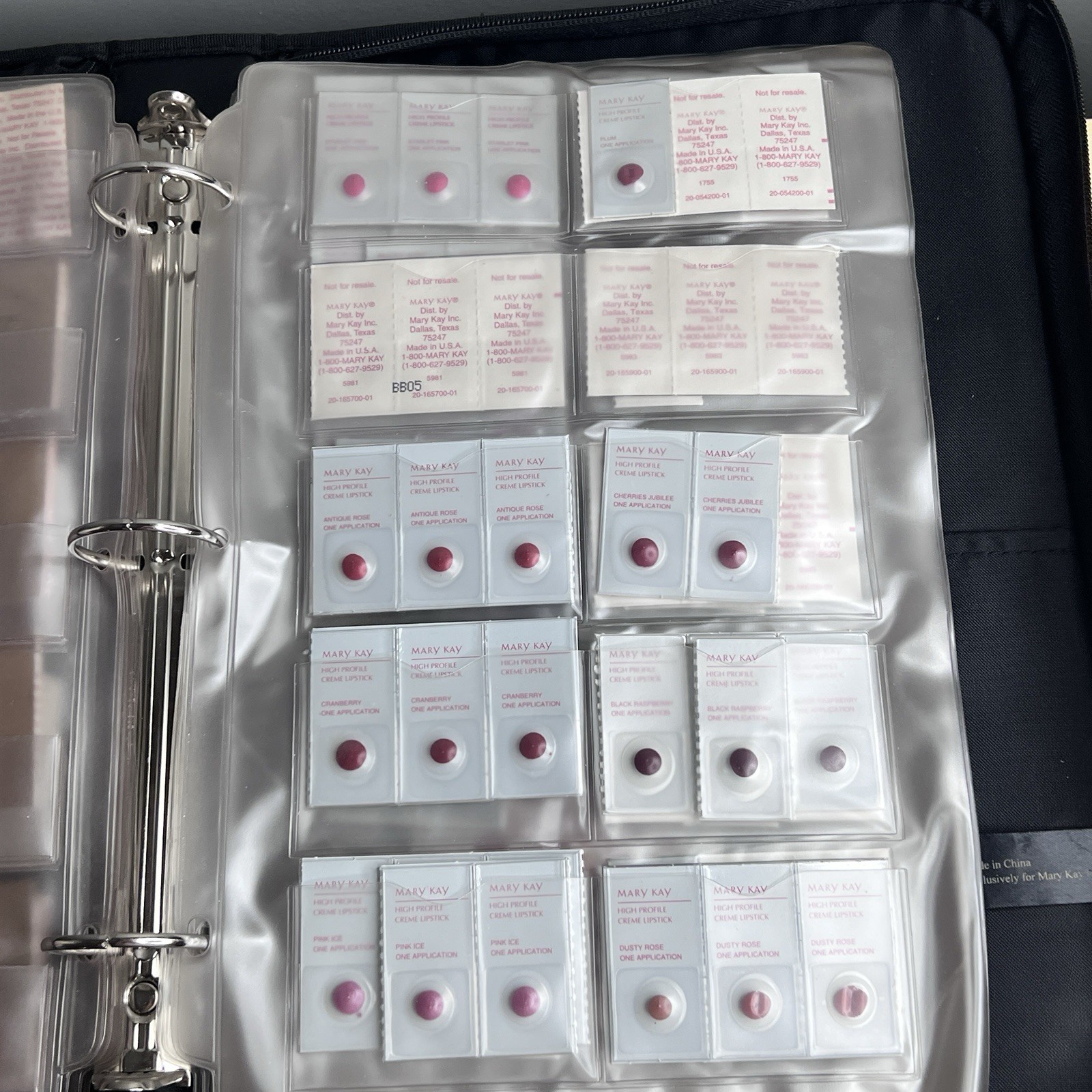 Mary Kay Samples-Foundation, Eye Colors, Cheek Colors, Lipstick in Zipper Binder