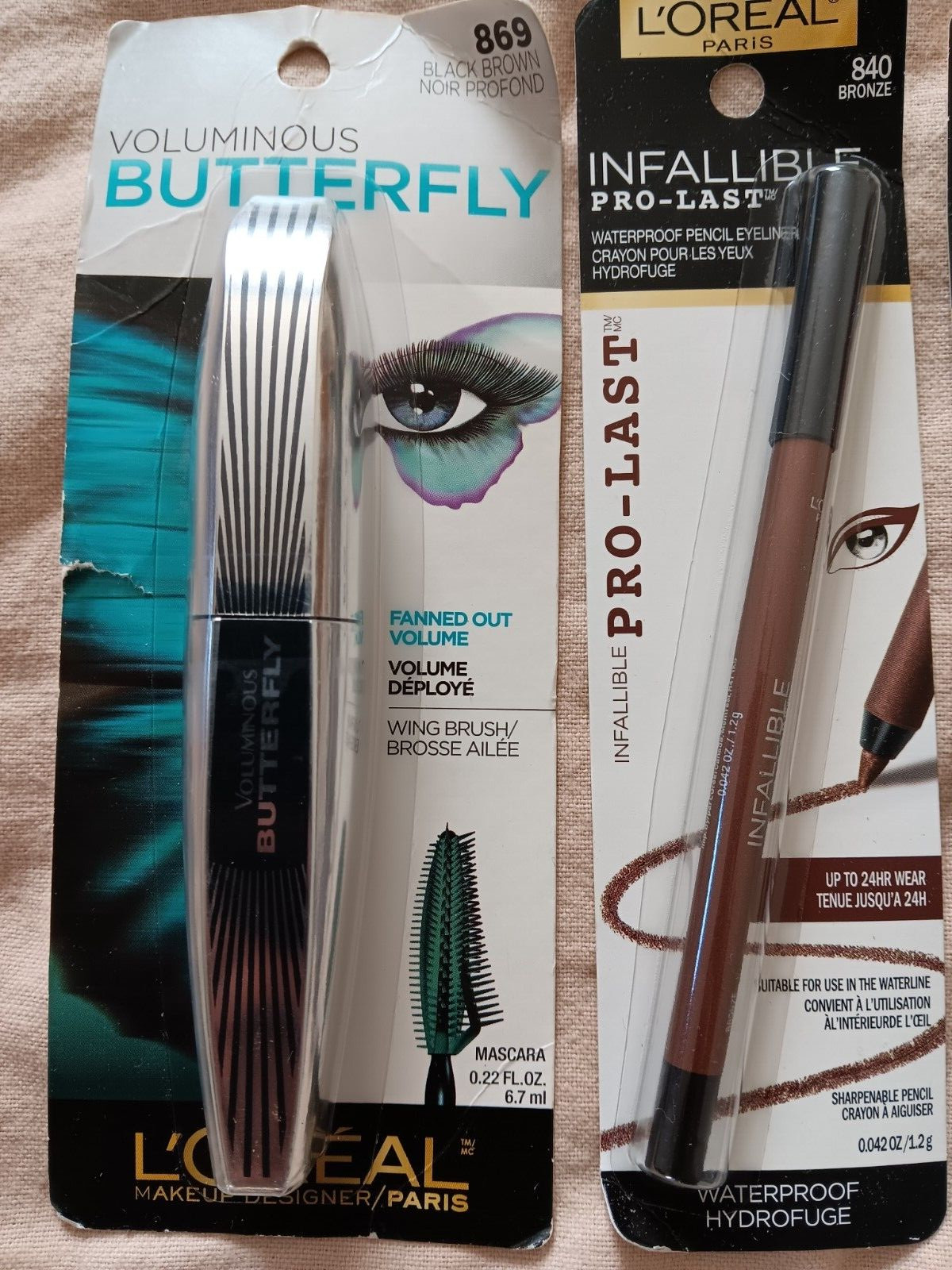 L’oreal Paris Lot #869 Black Brown Mascara #840 Bronze #513 Deep Brown Eyeliner