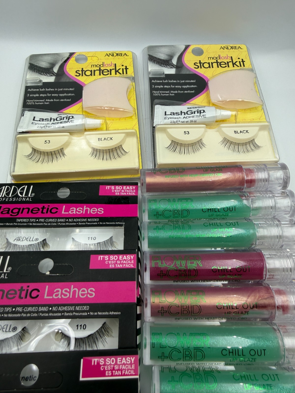 15PCS Mixed Beauty Lot Makeup Assorted Lip Products False Lashes Ardell Flower