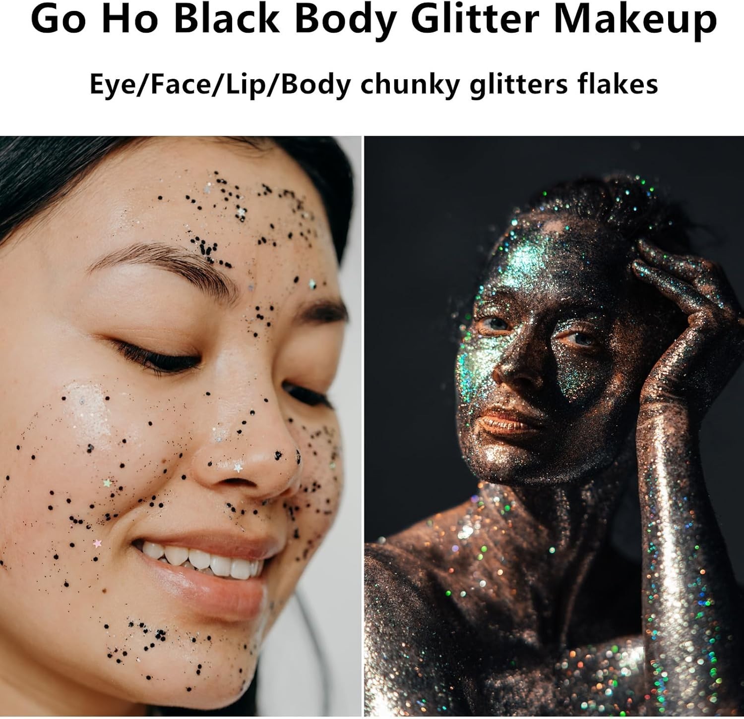 Chic Black Face Glitter with Holographic Shine – Perfect for Parties & Raves