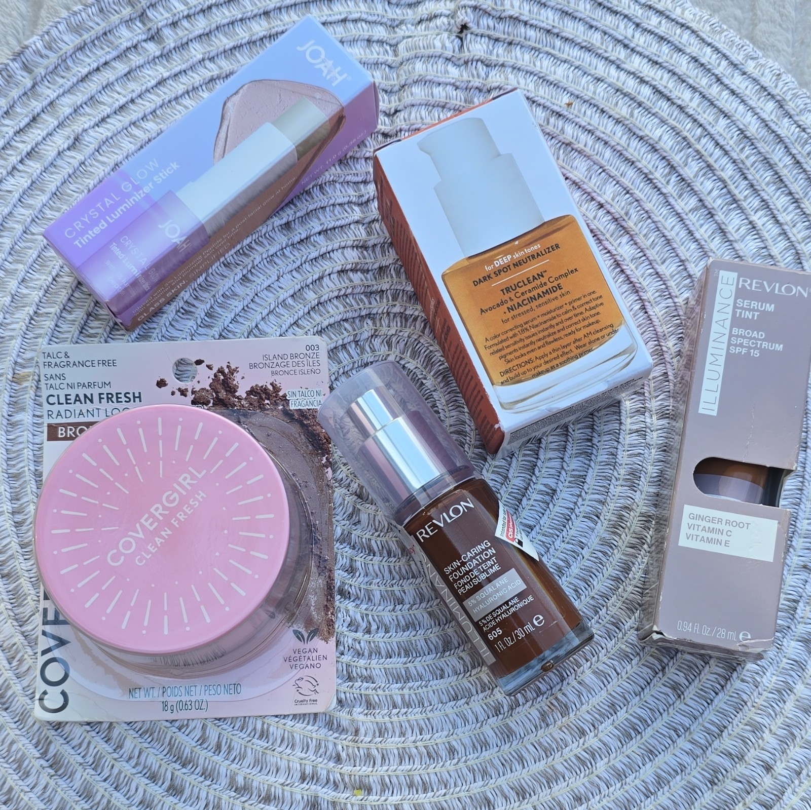Assorted Full Size Makeup Lot: CoverGirl Powder, Revlon SPF 15 Tint, JOAH