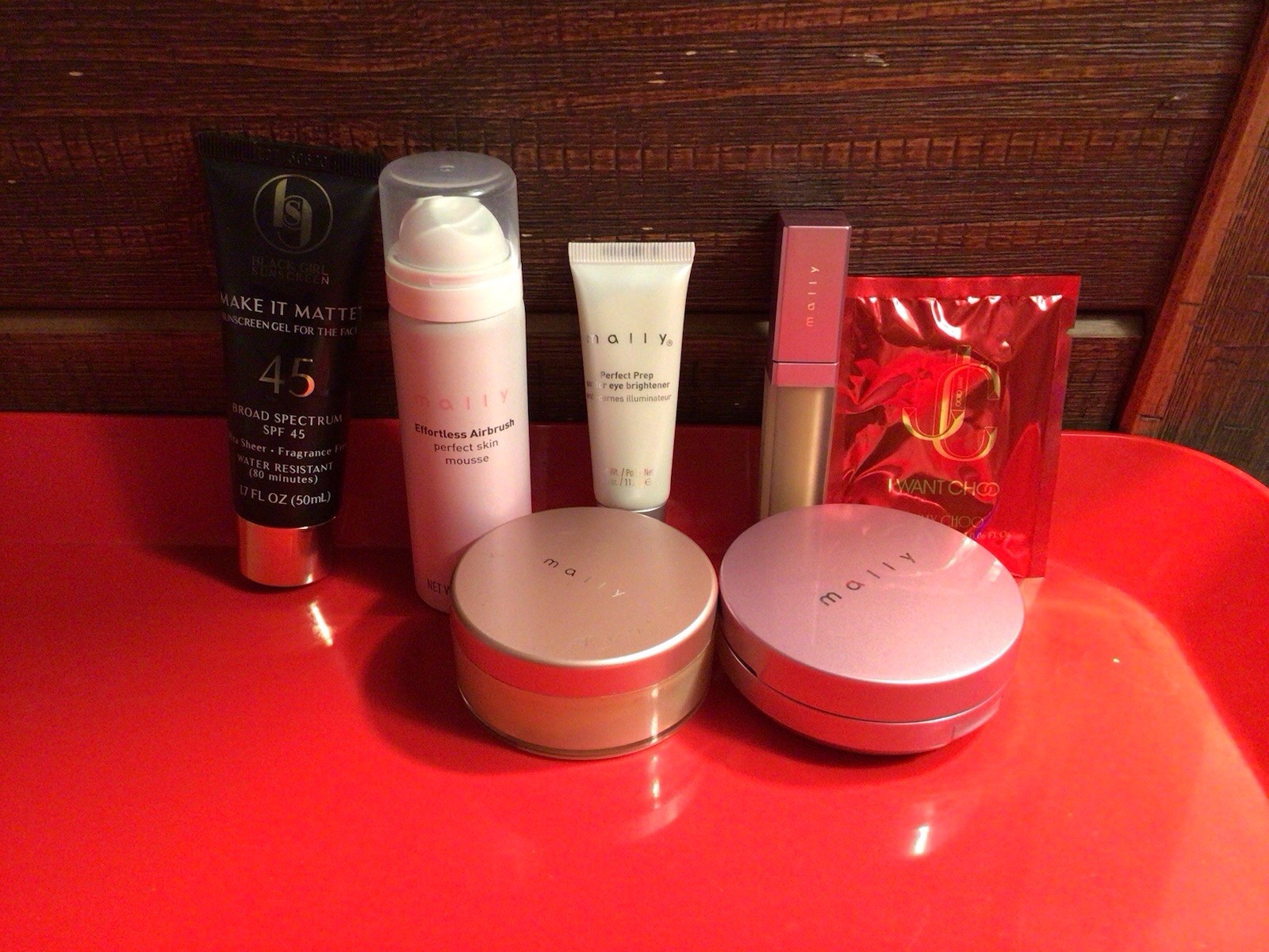 Lot Of 8 Makeup Products For Tan Skin Mally, Black Girl Sunscreen, Jimmy Choo.