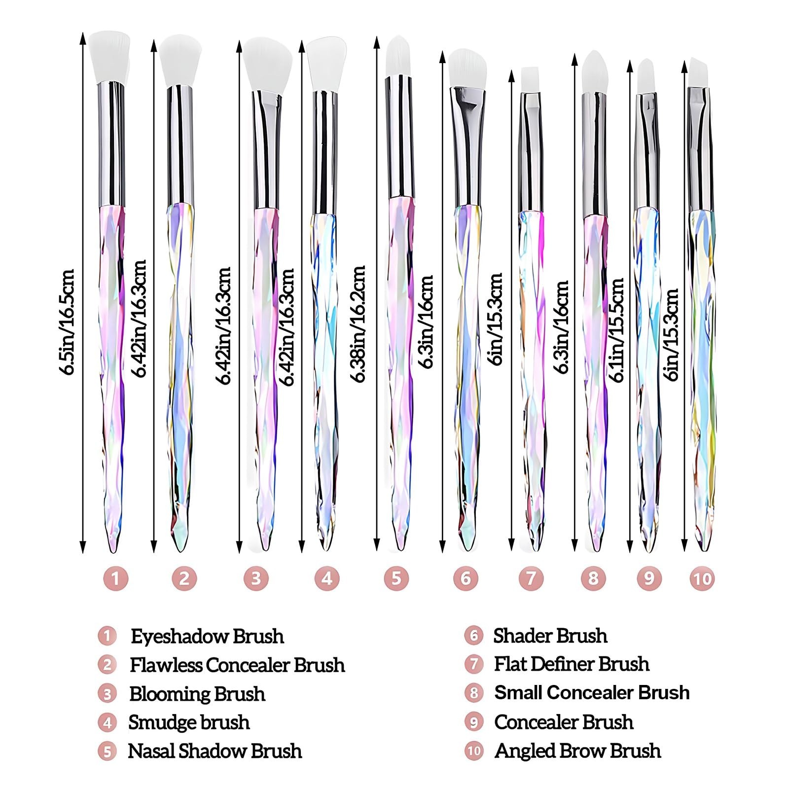 Kingtree Eyeshadow Makeup Brushes, 10PCS Crystal Brushes for Eye Makeup Premi…