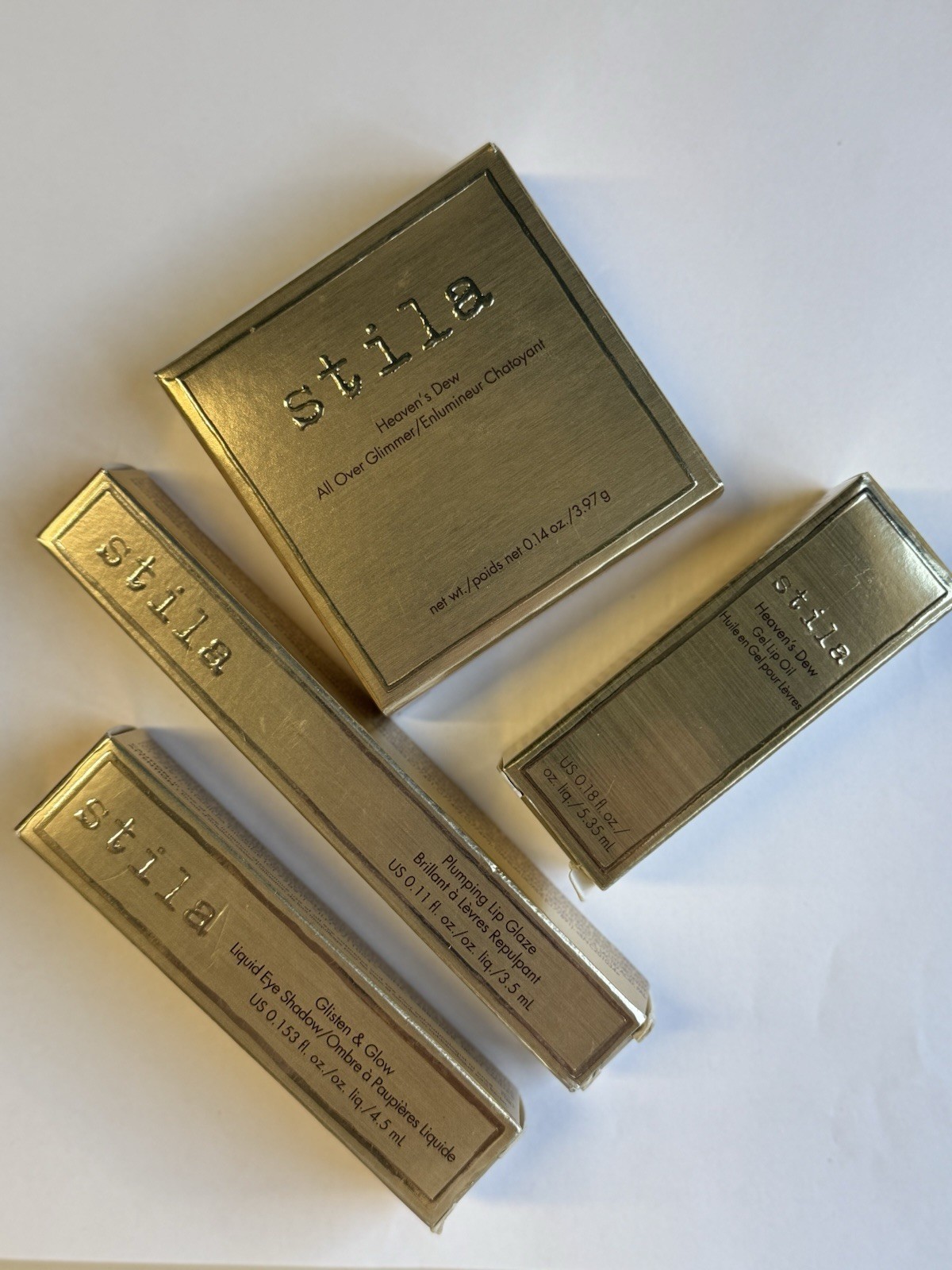 stila-Set 4pcs | Illuminator/Liquid Eye Shadow/Gel Iip Oil /Plumping Lip Glaze