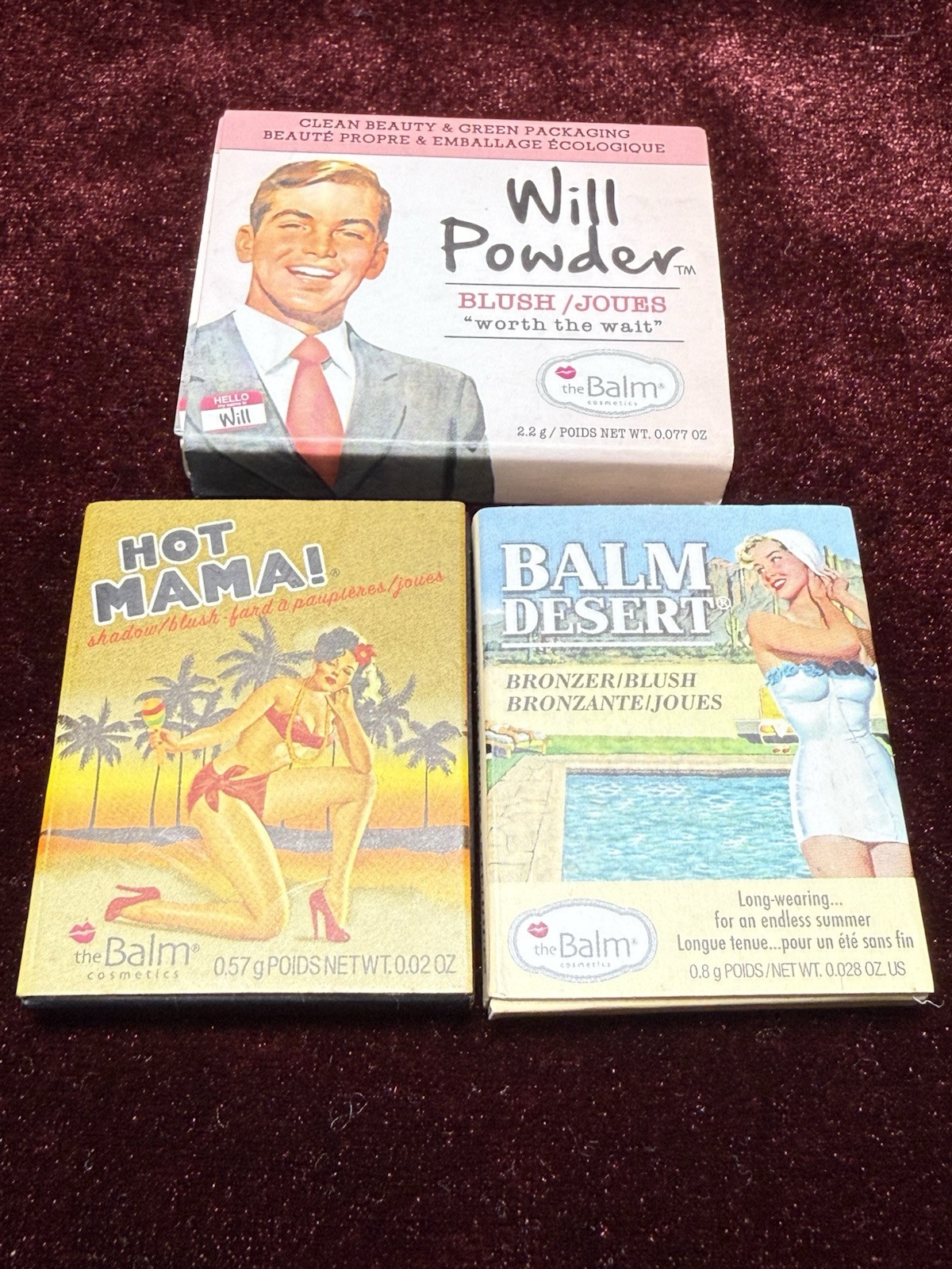 The Balm Cosmetics Lot BLUSH BRONZER SHADOW Hot Mama Will Powder Balm Desert
