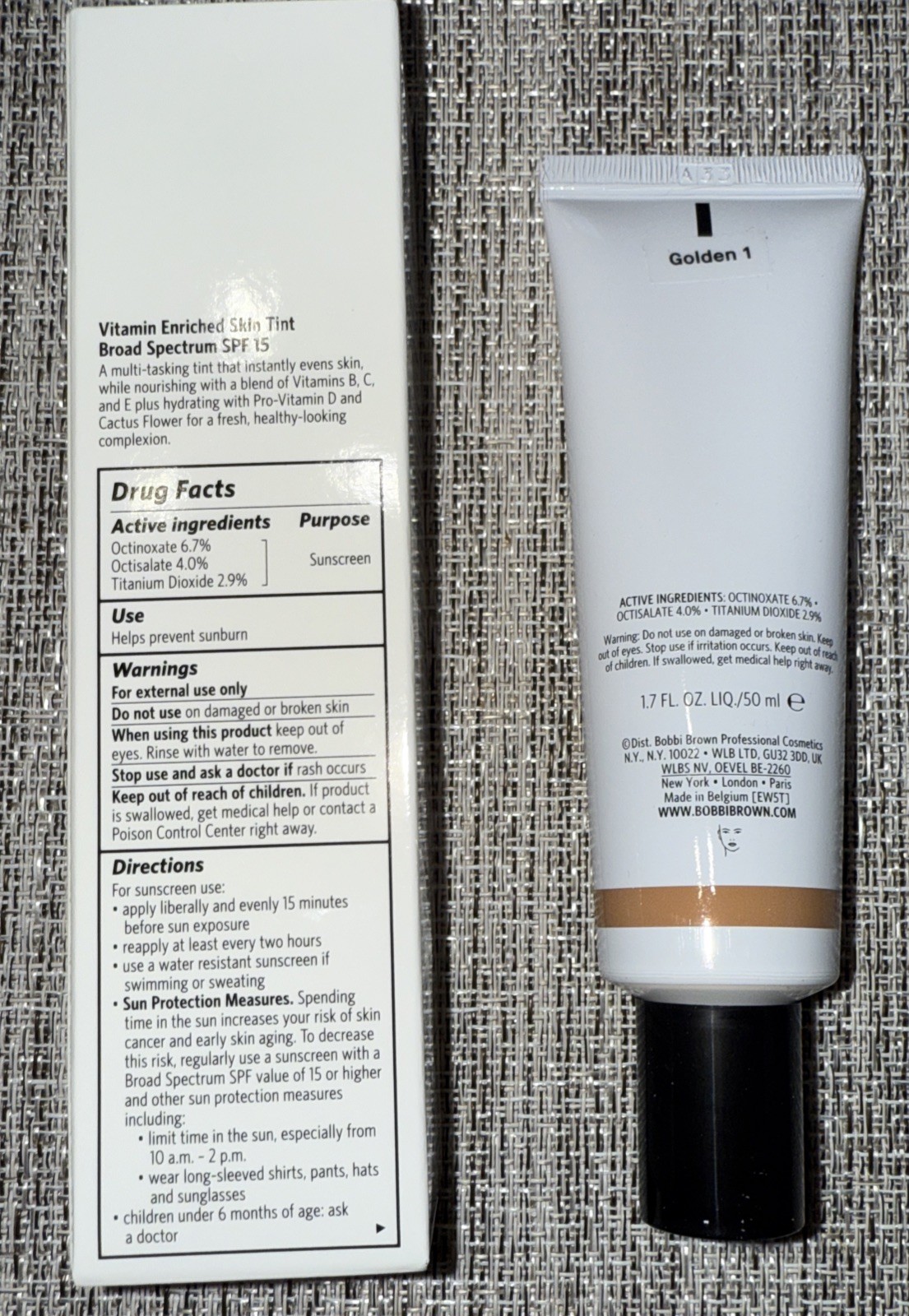 Bobbi Brown Vitamin Enriched Skin Tint SPF 15 Golden 1 1.7fl.oz /50ml NIB B15