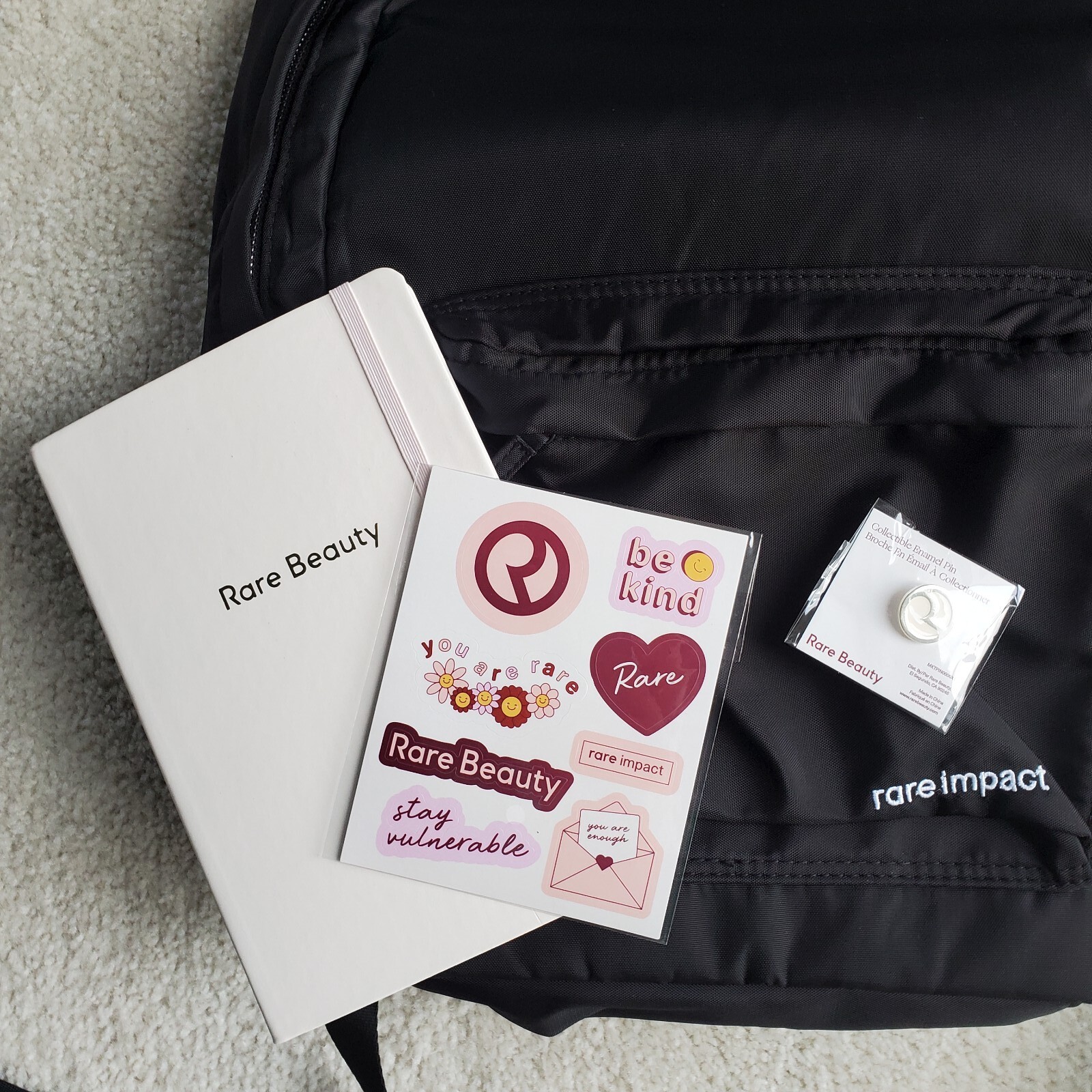 Rare Beauty By Selena Gomez Journal/Notebook, Stickers, Pin and Backpack NEW