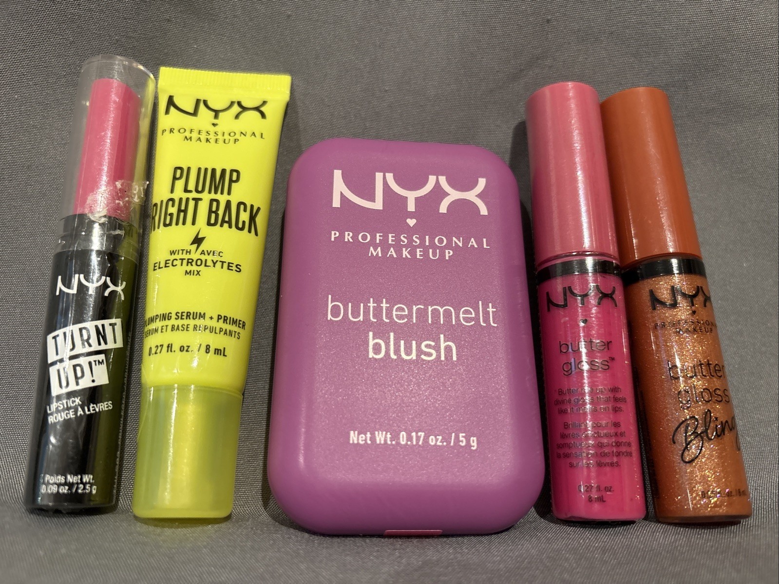 NYX Love Bundle!! 2 x Lip Gloss Minis, Plump Serum, Lipstick, Blush 5pcs!!
