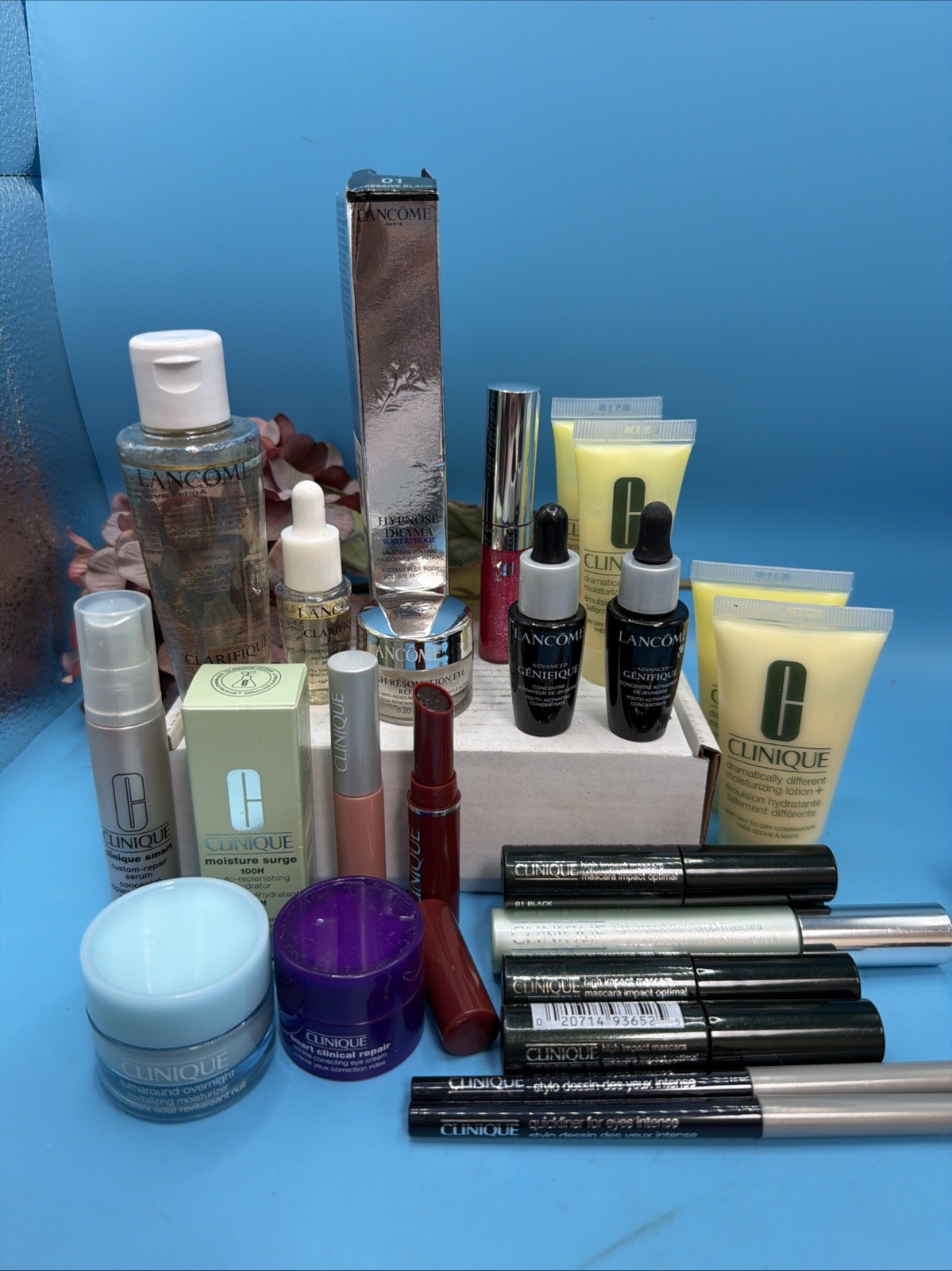 24 Piece Lot Of Lancome & Clinique Travel / Sample Sizes Skincare Makeup