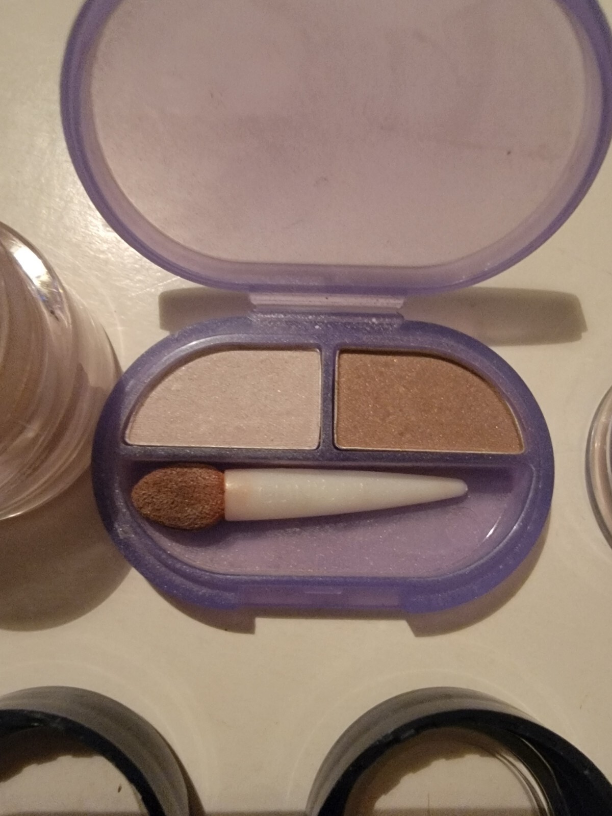 Lot Of 3 Eyeshadows Glimmer Lights Blue Beam Gold Glitz Seashell Pink