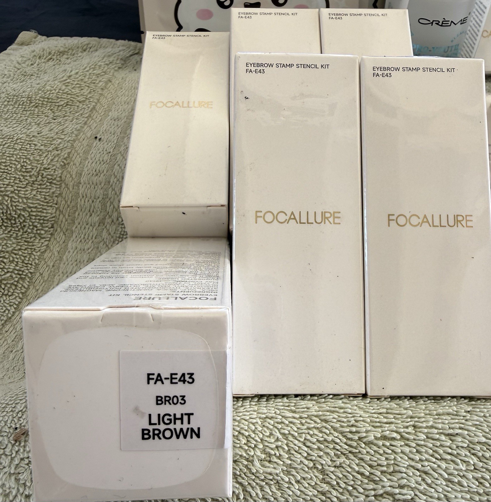 Assorted Focallure Brow Stamp Kit FA-E43 + Brow Pen + Shadow FA-E08 + Masks