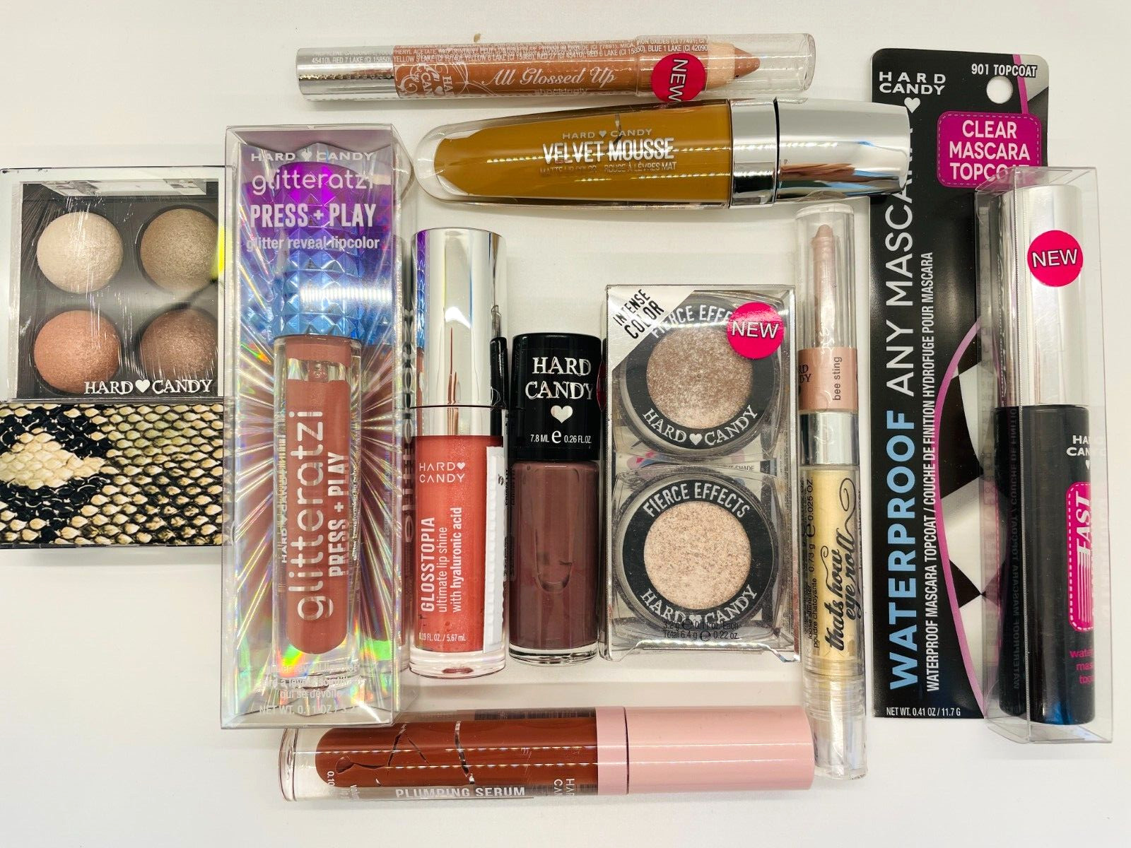 10 pc Hard Candy Makeup Lot Eyes! Lips! Face! Nails! NEUTRAL SHADES ONLY!