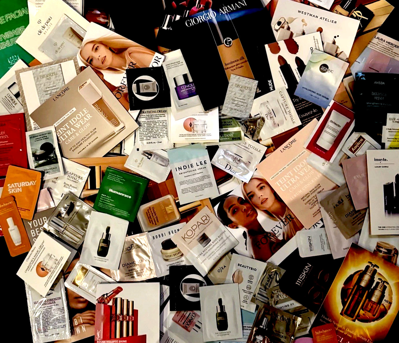 NEW! 100 pc High End Skincare Beauty Cosmetics Makeup Hair Sample Packets Lot