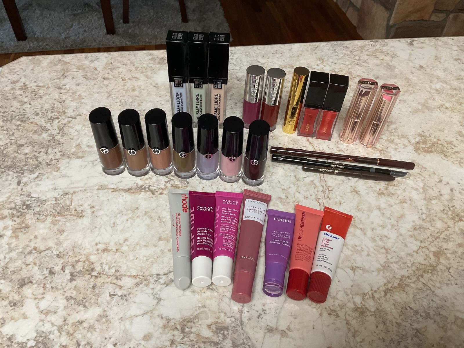 Set of 27 makeup products: Armani,Givenchy, Lancôme, Clinique, Laura Geller …