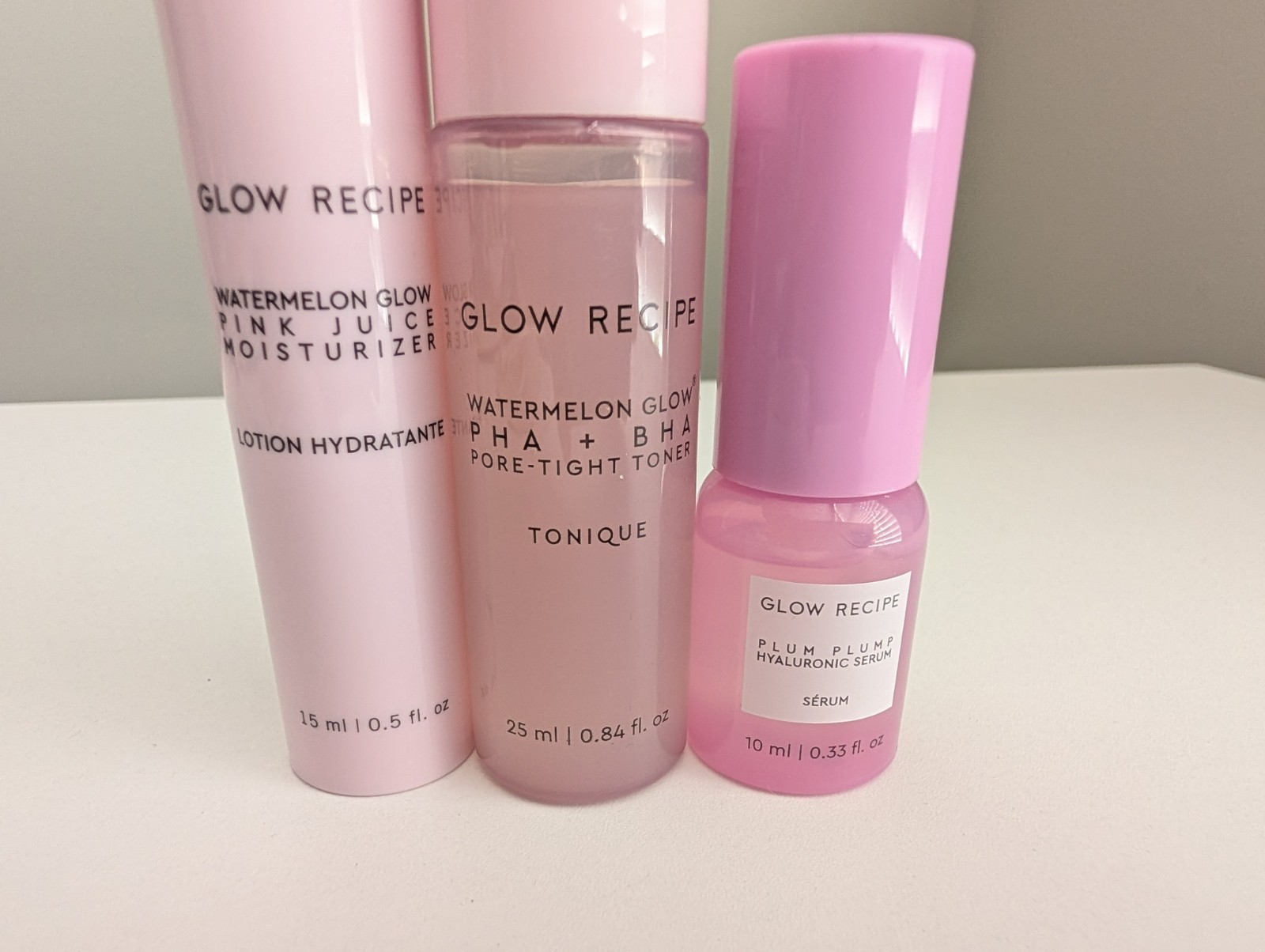 GLOW RECIPE Skincare Lot of 3 Serum Toner Lotion Travel/Sample Size 10ml-25ml