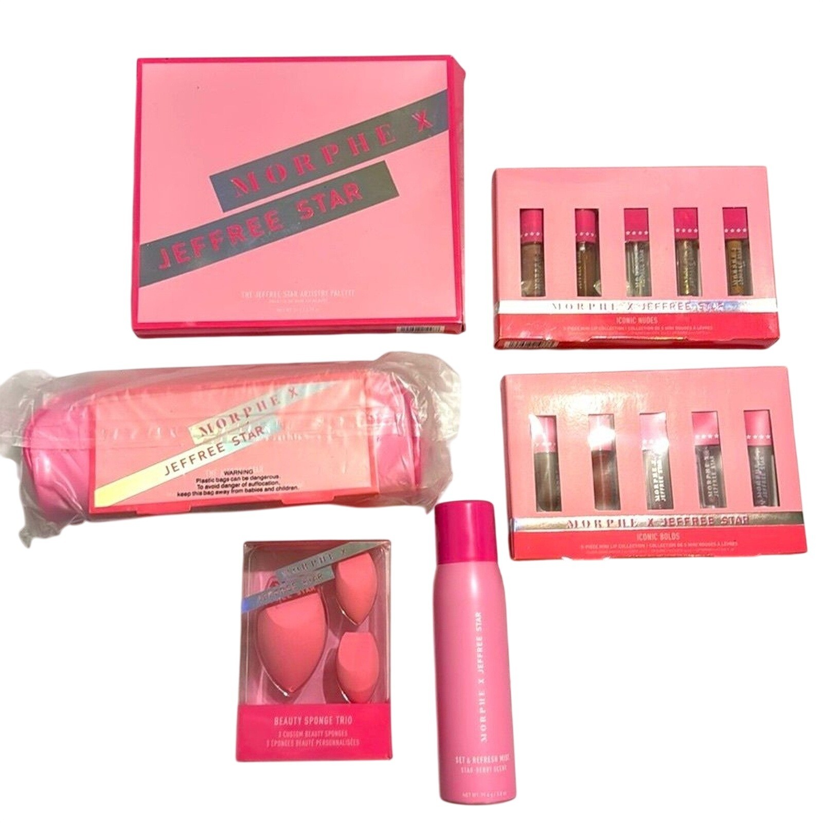 Jeffree Star morphe limited edition eyeshadow palette brushes lip gloss spray