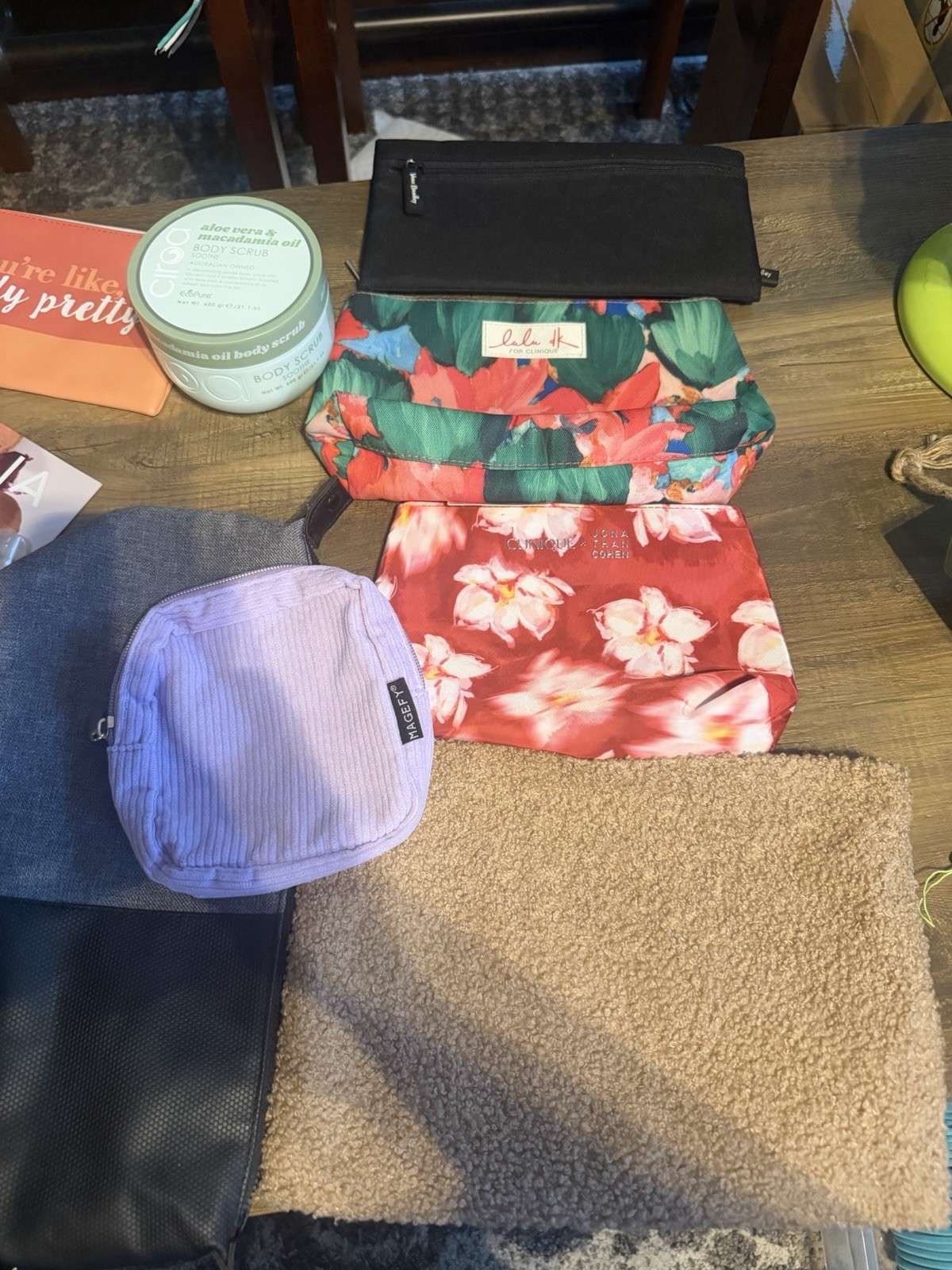 Assorted Bundle of Beauty Items and Cosmetic Bags