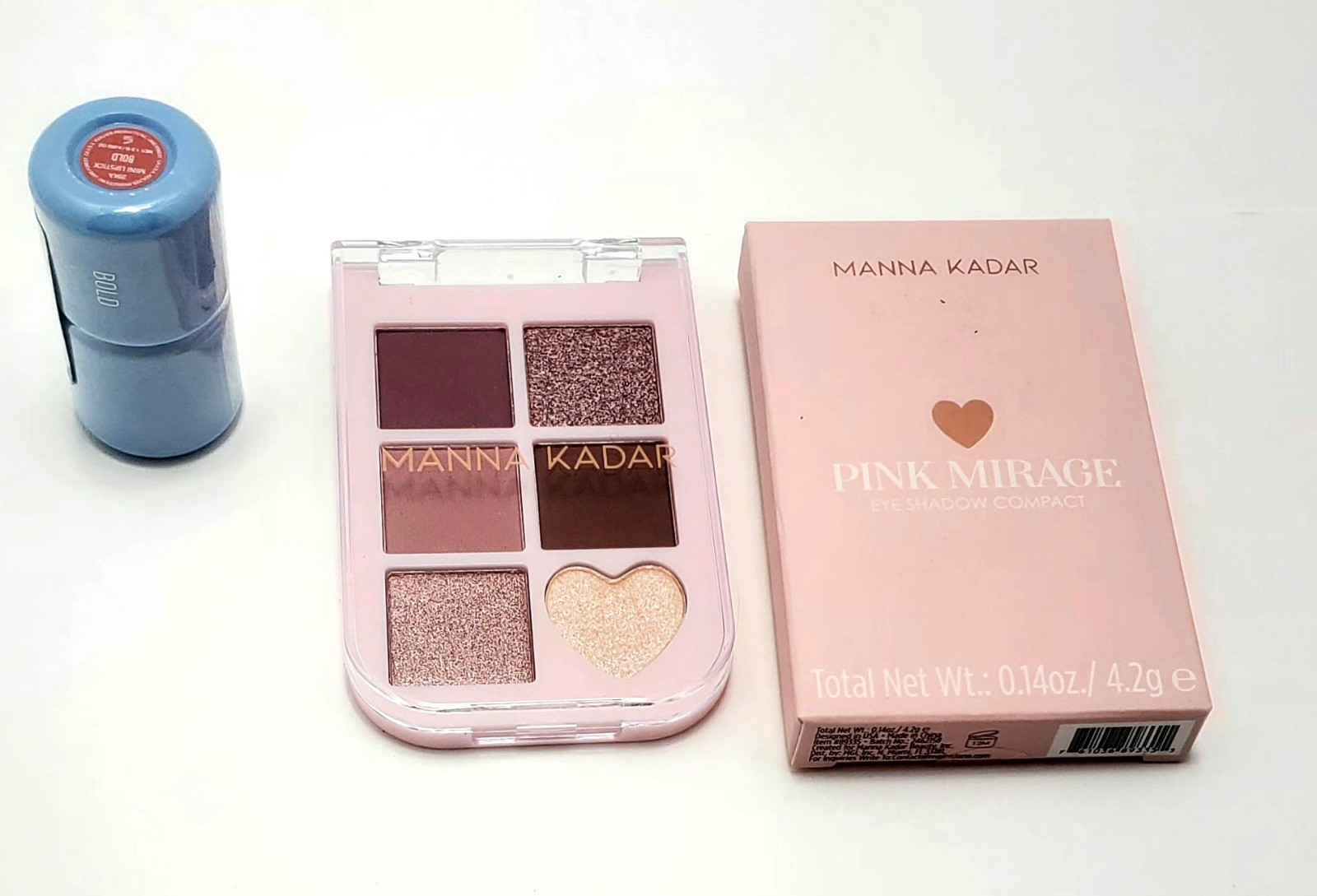 Manna Kadar Pink Mirage Eyeshadow Palette & Realher Mini Lipstick Set New