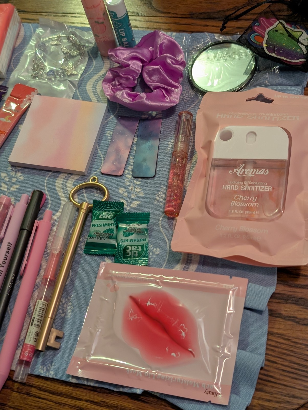 Aromas Cherry Blossom Hand Sanitizer Spray Mixed Lot w Pouch, Notebook & Pens