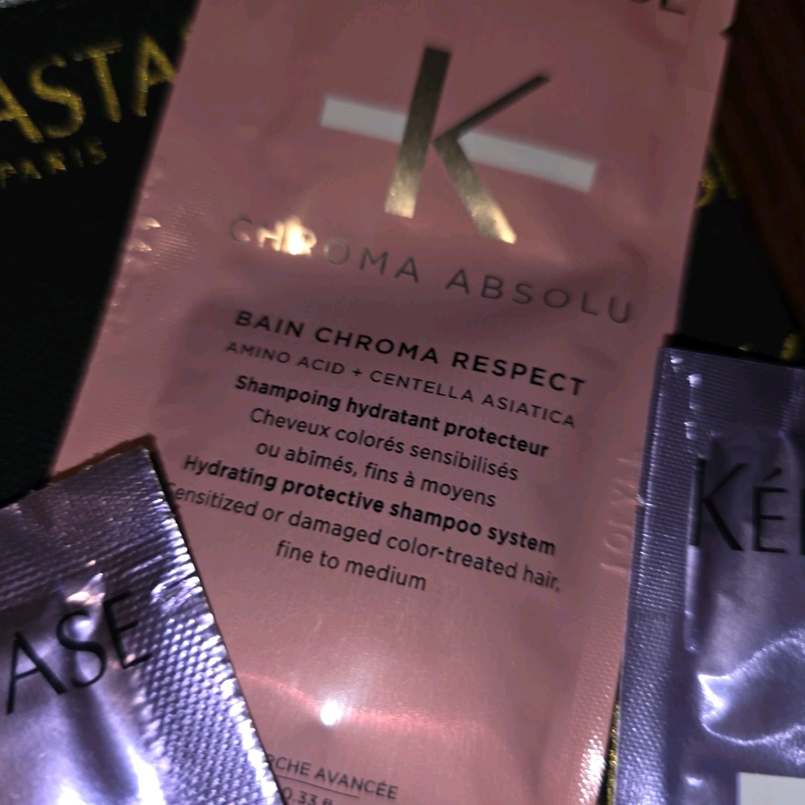 KERASTASE BLOND ASOLU SAMPLE Packet LOT WITH MAKEUP BAG