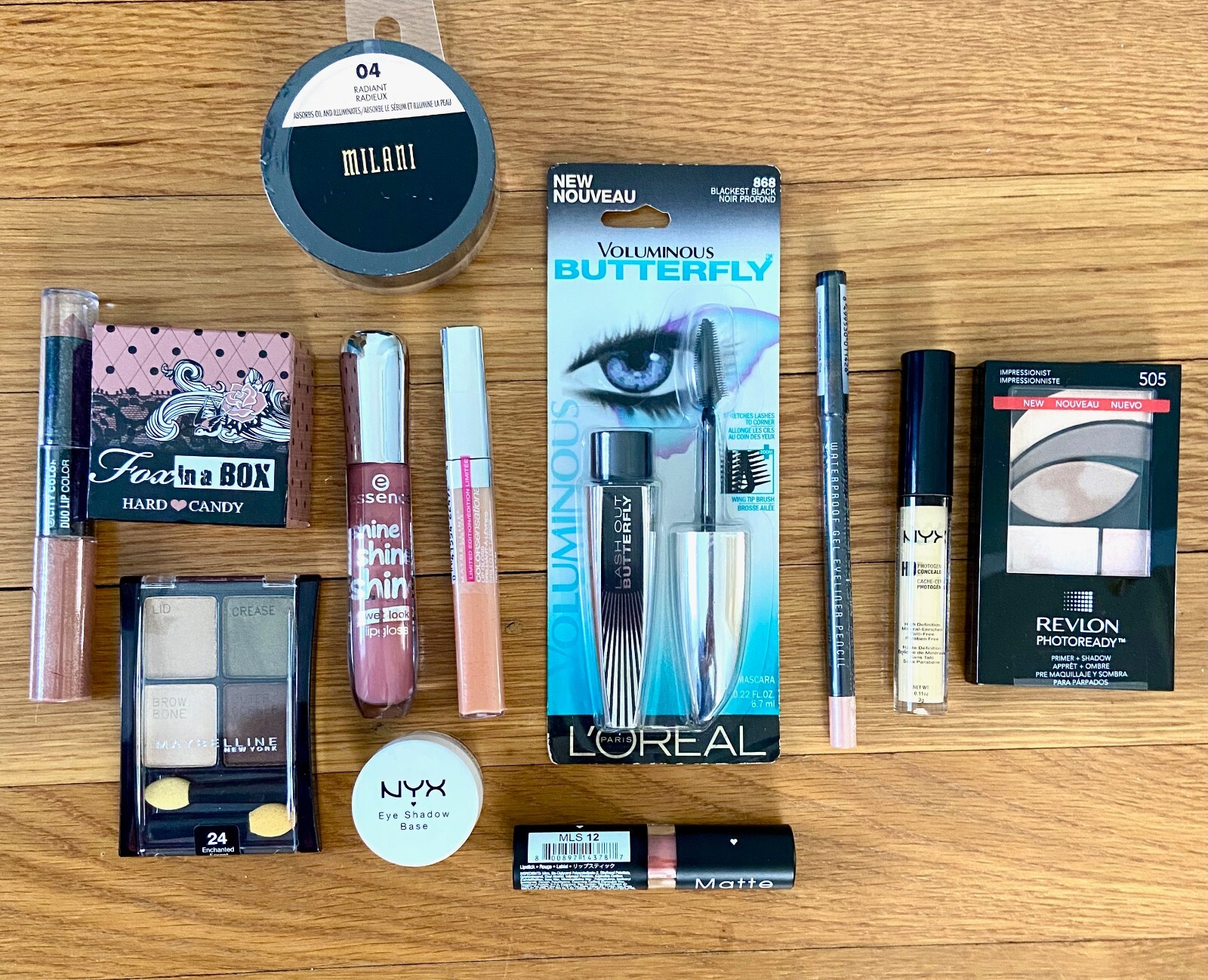Lot 12 Cosmetics Assorted Name Brands- Hard Candy Maybelline Revlon Milani NYX