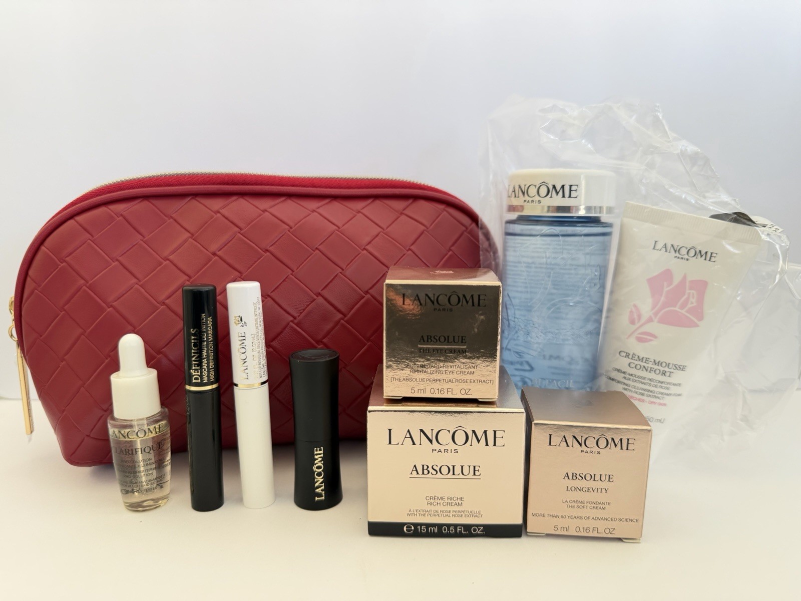 Lancome Absolue Samples Mascara French Tea Serum Eye Cream Bi-Facil Clarifique