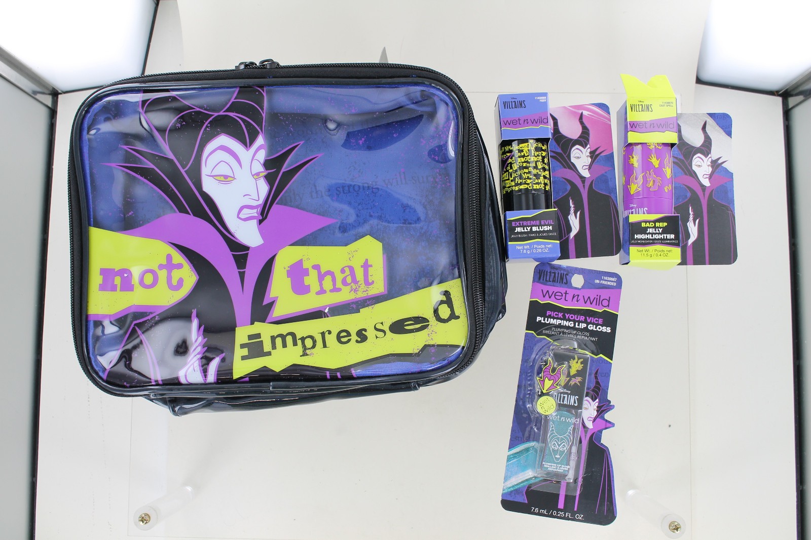 New Wet N Wild Disney Villains Lot – Maleficent – Bag, Lip, Blush, Highlighter