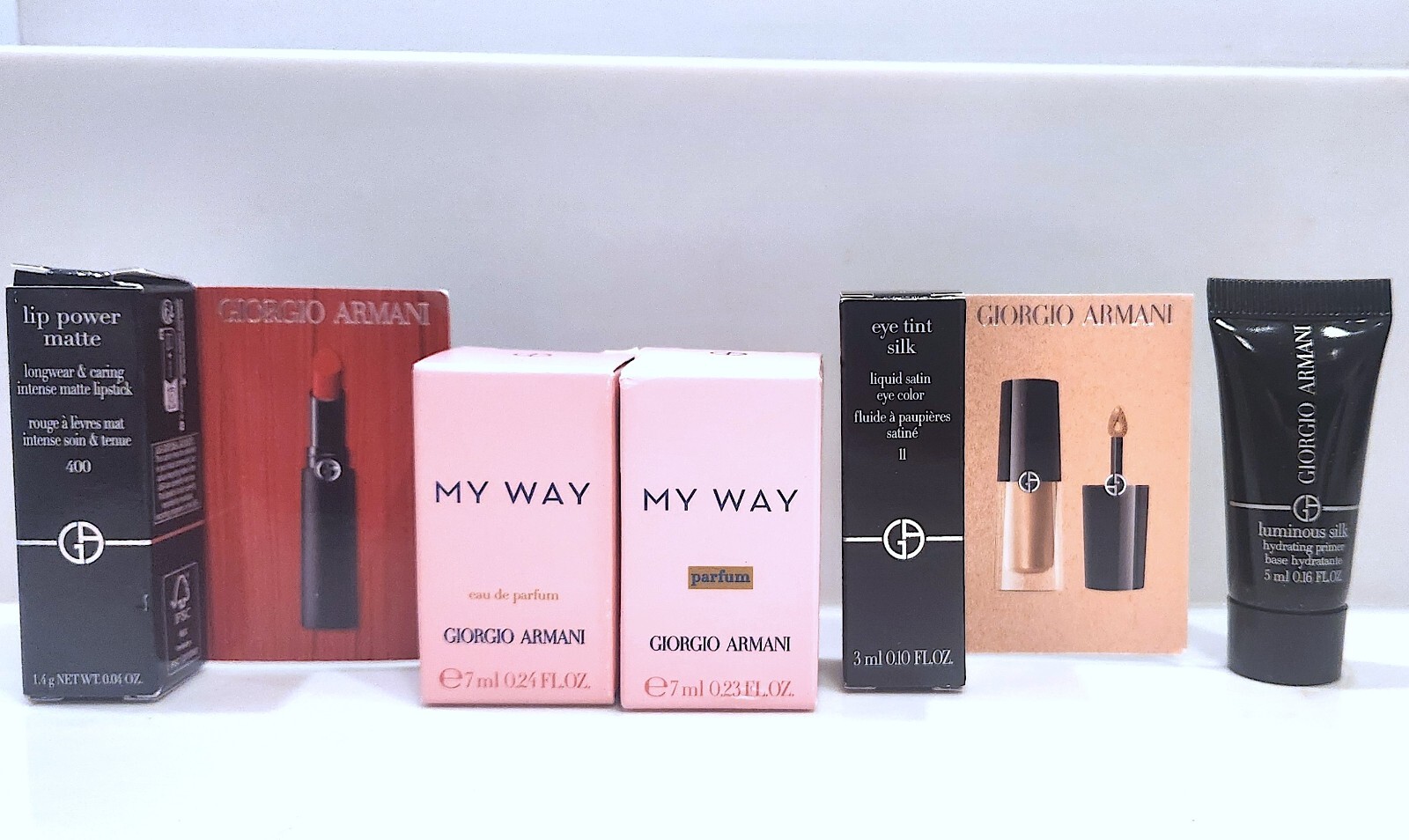 Giorgio Armani Makeup Perfume 5x Set Lip Eye Tint Sheer My Way Luminous Silk