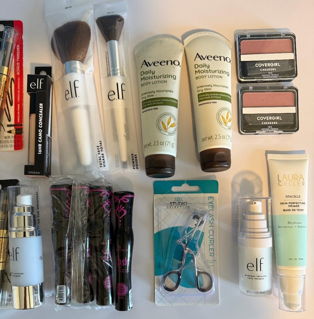 22 item Mixed Lot Makeup Mascara Lotion Geller Elf Revlon Covergirl Skincare NEW