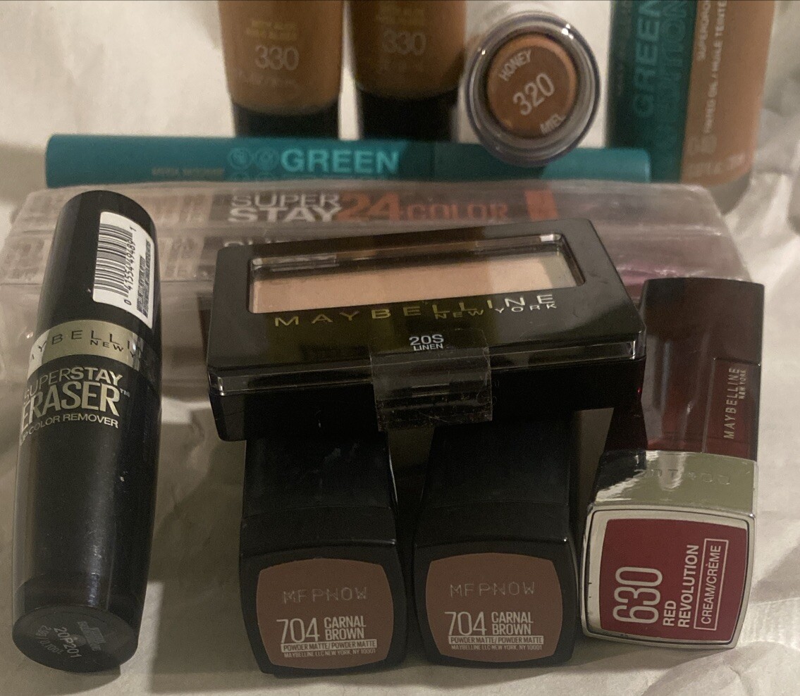 Maybelline Makeup Cosmetic Bundle Medium Tone Tinted FACE Eyes LIPSTICK & MORE🫦