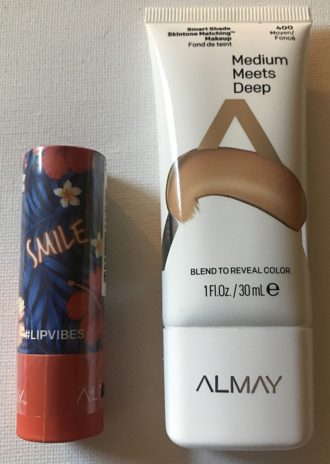 Almay Smart Shade Medium Meets Deep #400 & Lipvibes 160 Smile Lipstick