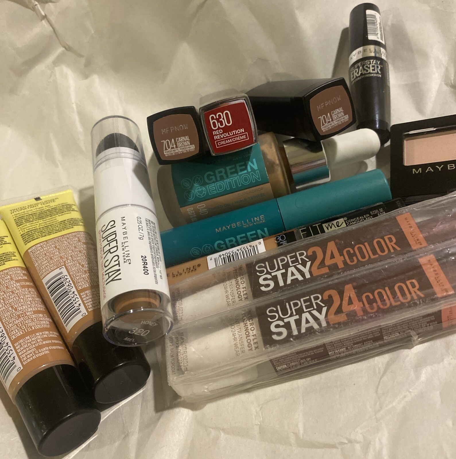 Maybelline Makeup Cosmetic Bundle Medium Tone Tinted FACE Eyes LIPSTICK & MORE🫦
