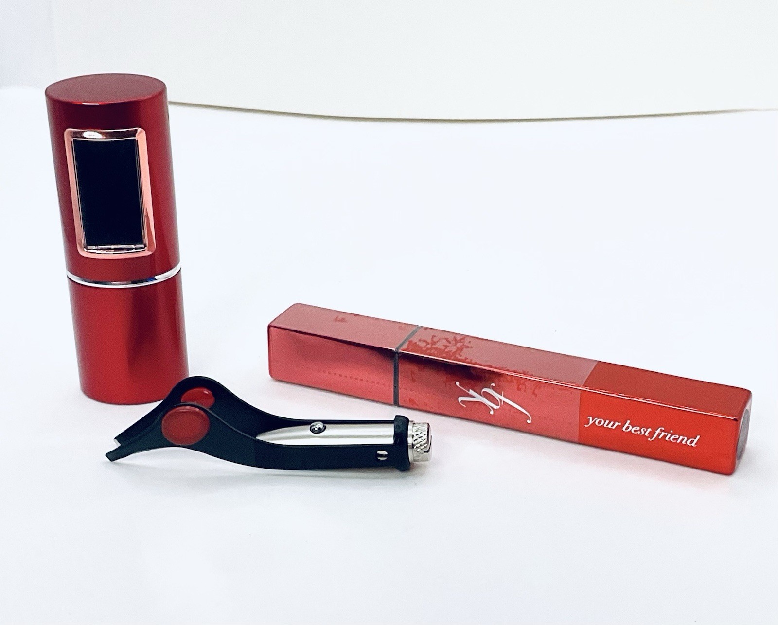 YBF BEAUTY XTREME BLACK MASCARA & LIGHT-UP TWEEZERS IN MIRROR CASE RARE HTF NOS
