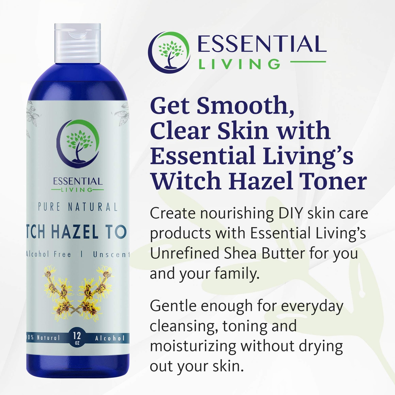 Essential Living: Witch Hazel Toner – Pure and Unscented – 12 oz. Natural Bot…