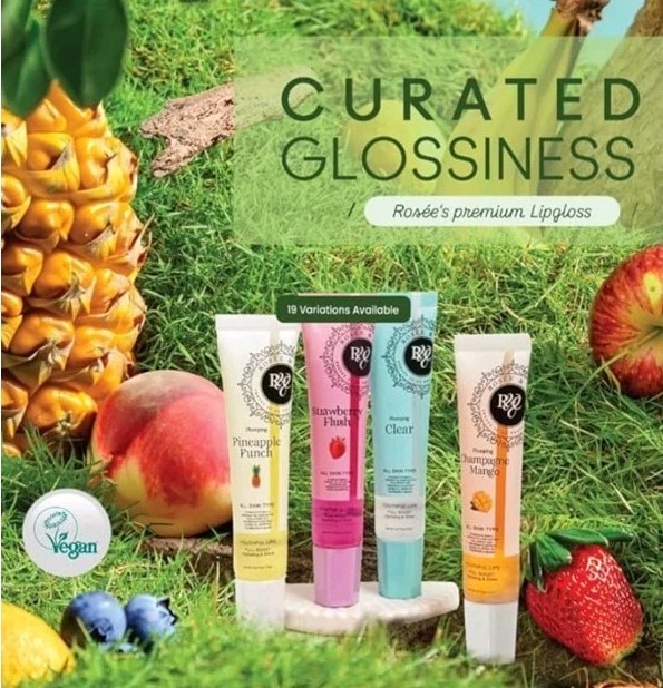 Rosee Lip Gloss Vegan, Professional Make up, Non-Sticky – Cotton Candy