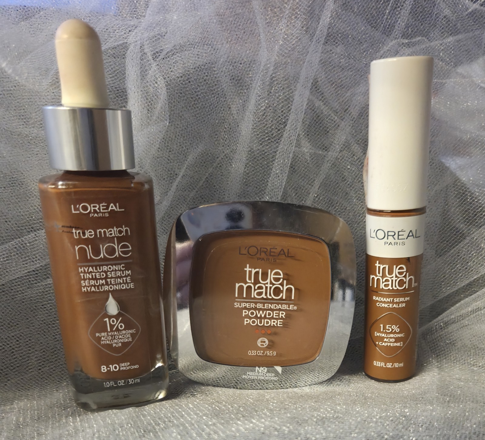 L’Oréal Paris True Match Nude Hyaluronic Serum, Powder & Radiant Concealer Lot