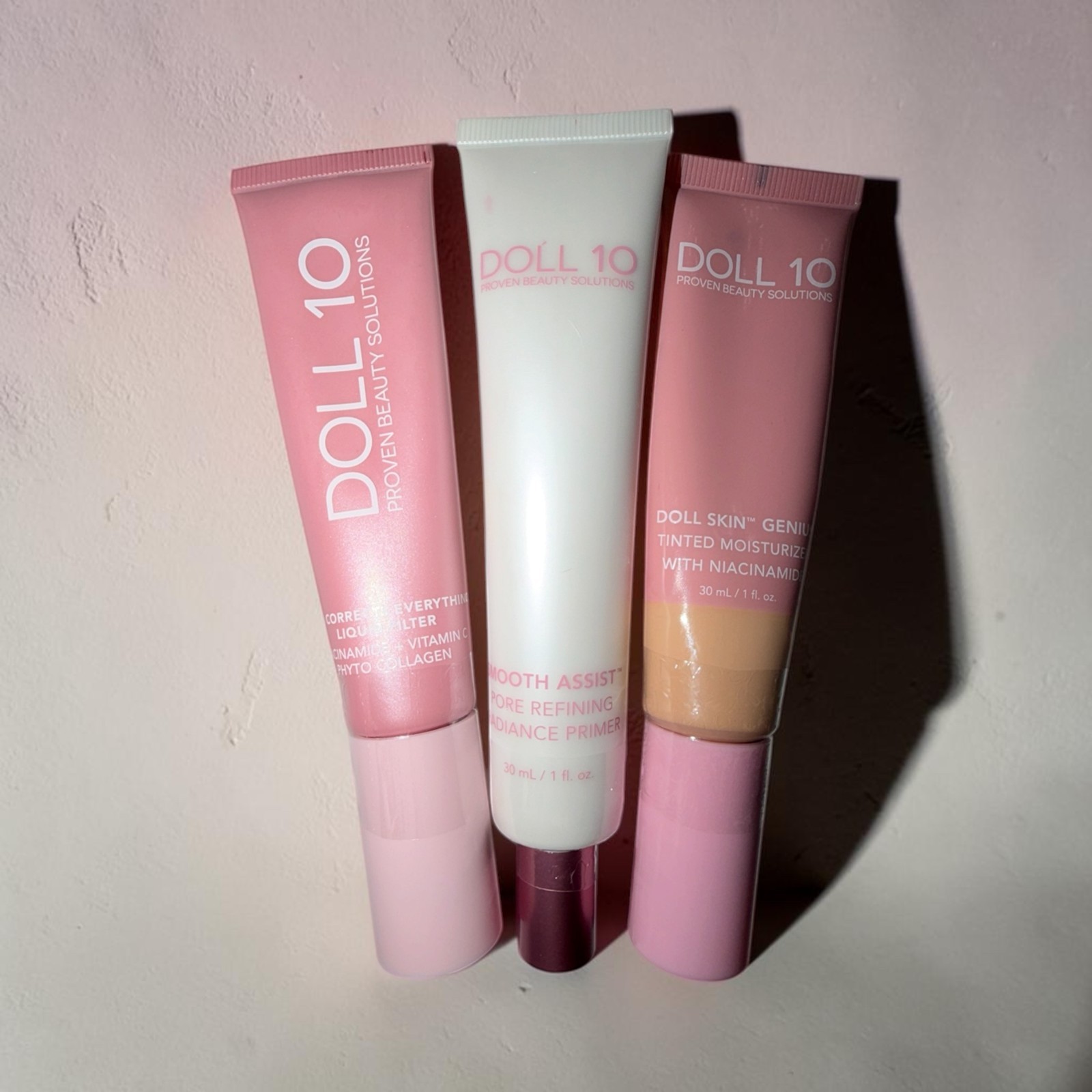 NEW DOLL 10 LOT 19 pc Foundation Primer Lip Crayon Gloss Moisturizer tinted Glow