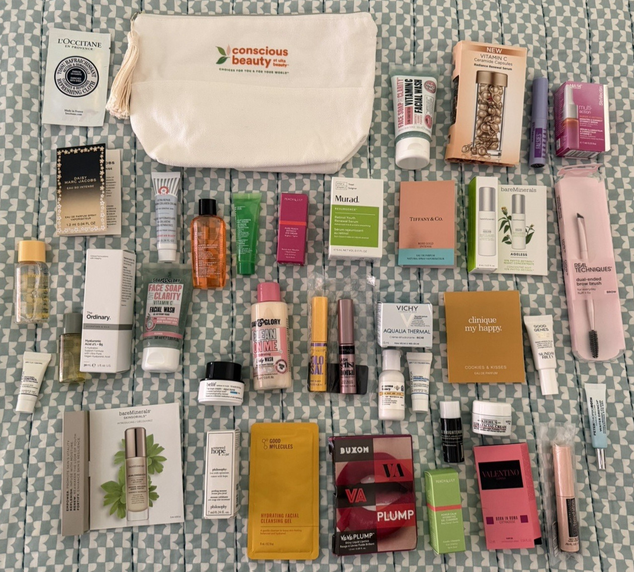 Mix Assorted Beauty Products Makeup Skincare Perfume Lot Mini Travel Sample +Bag