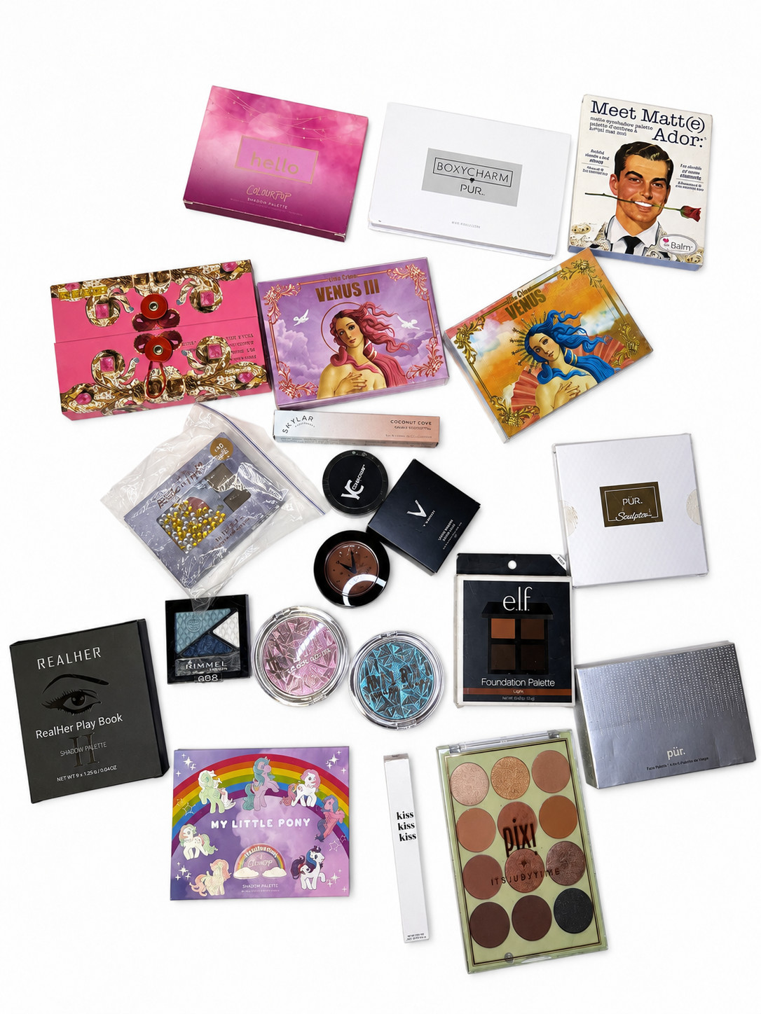 Large Makeup Bundle Lot Eyeshadow Palettes ColourPop PUR Lime Crime Pixi ELF & M