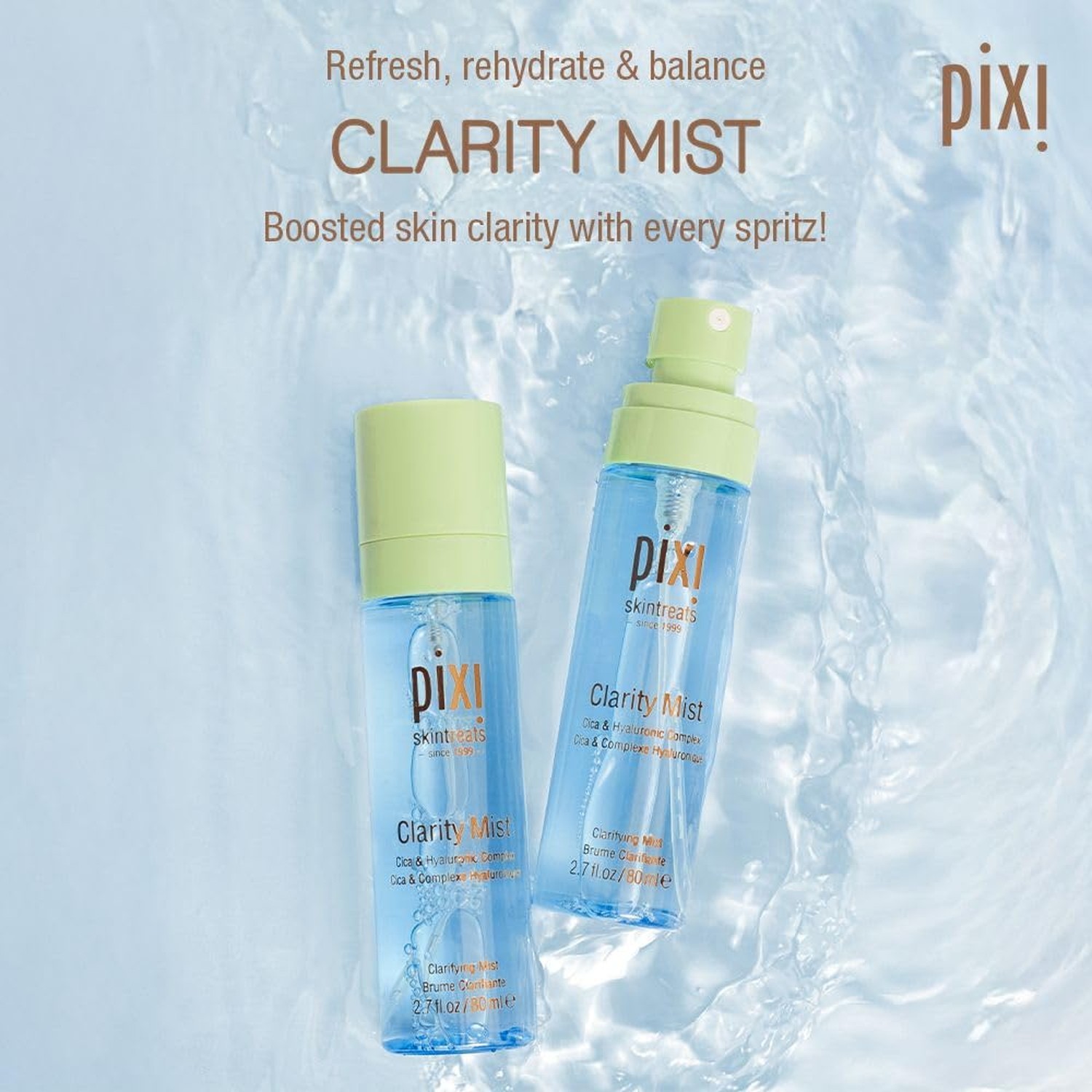 Pixi Beauty Clarity Mist | Cooling and Soothing | 80ml / 2.7 fl oz
