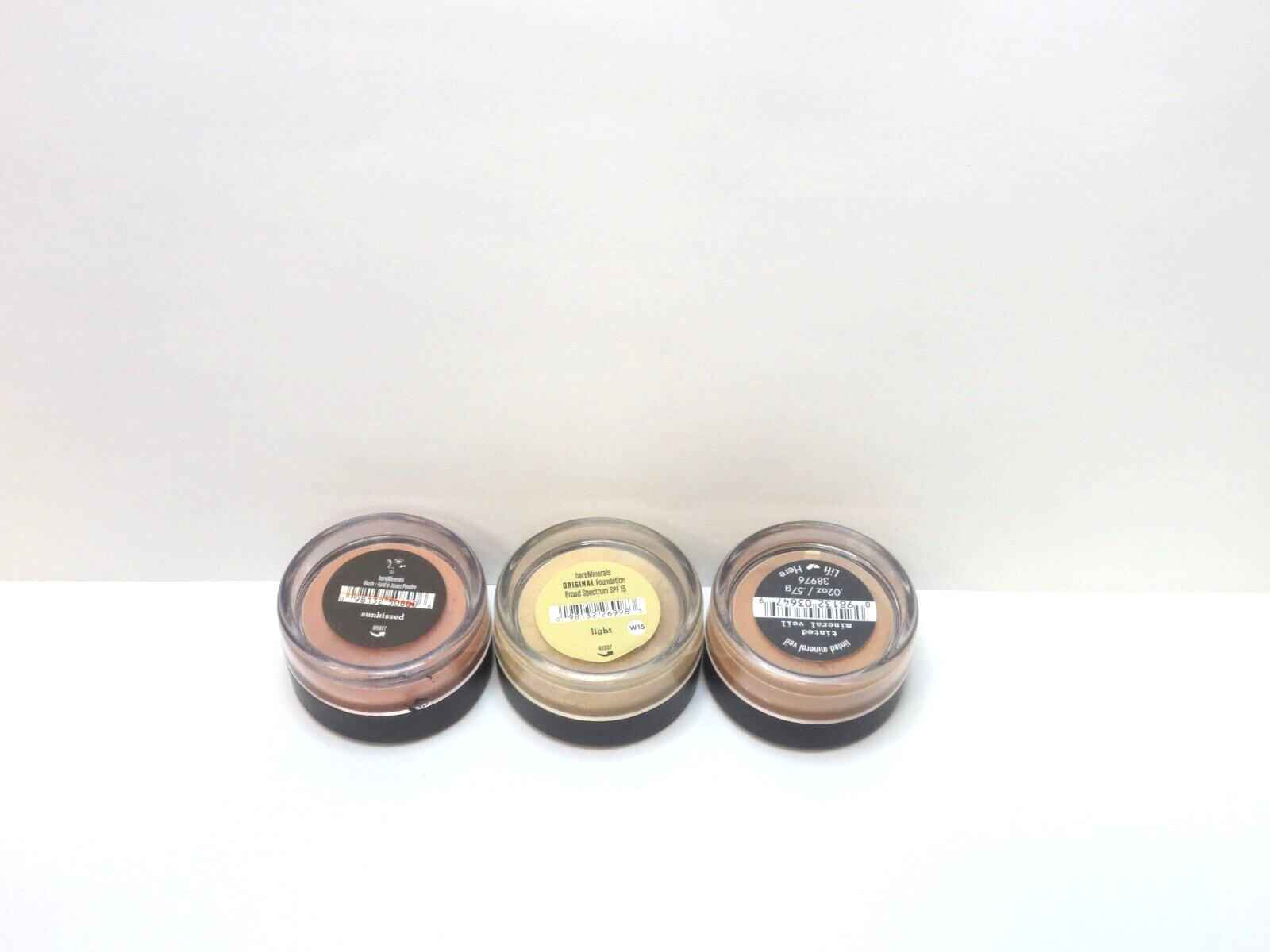 BAREMINERALS ASSORTED POWDERS 3 PCS- LIGHT W15, TINTED MINERAL VEIL & SUNKISSED