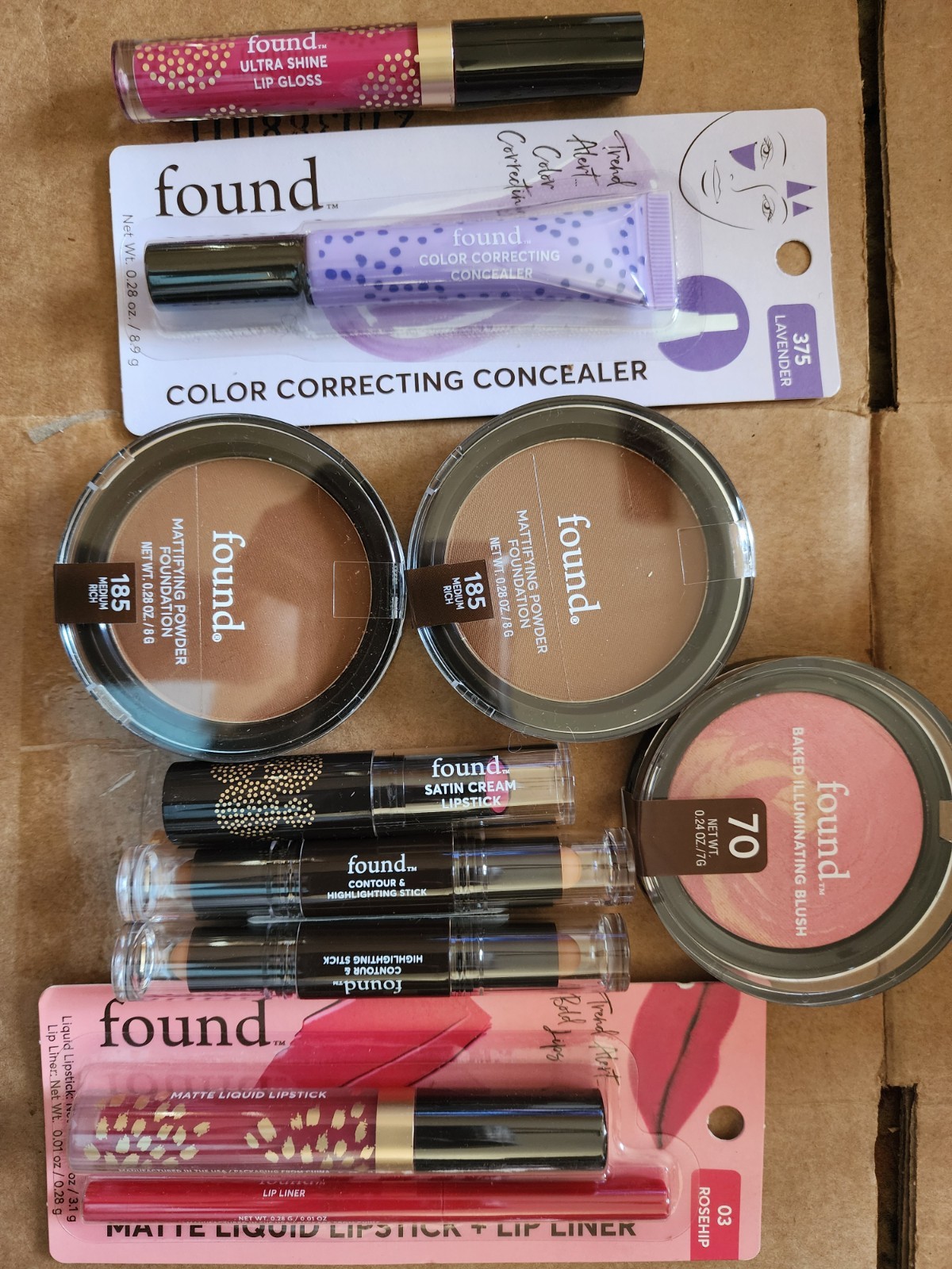 LOT OF 10 Found Cosmetics Blush, Concealer,Eye Primer,Foundation, Lipstick,Gloss
