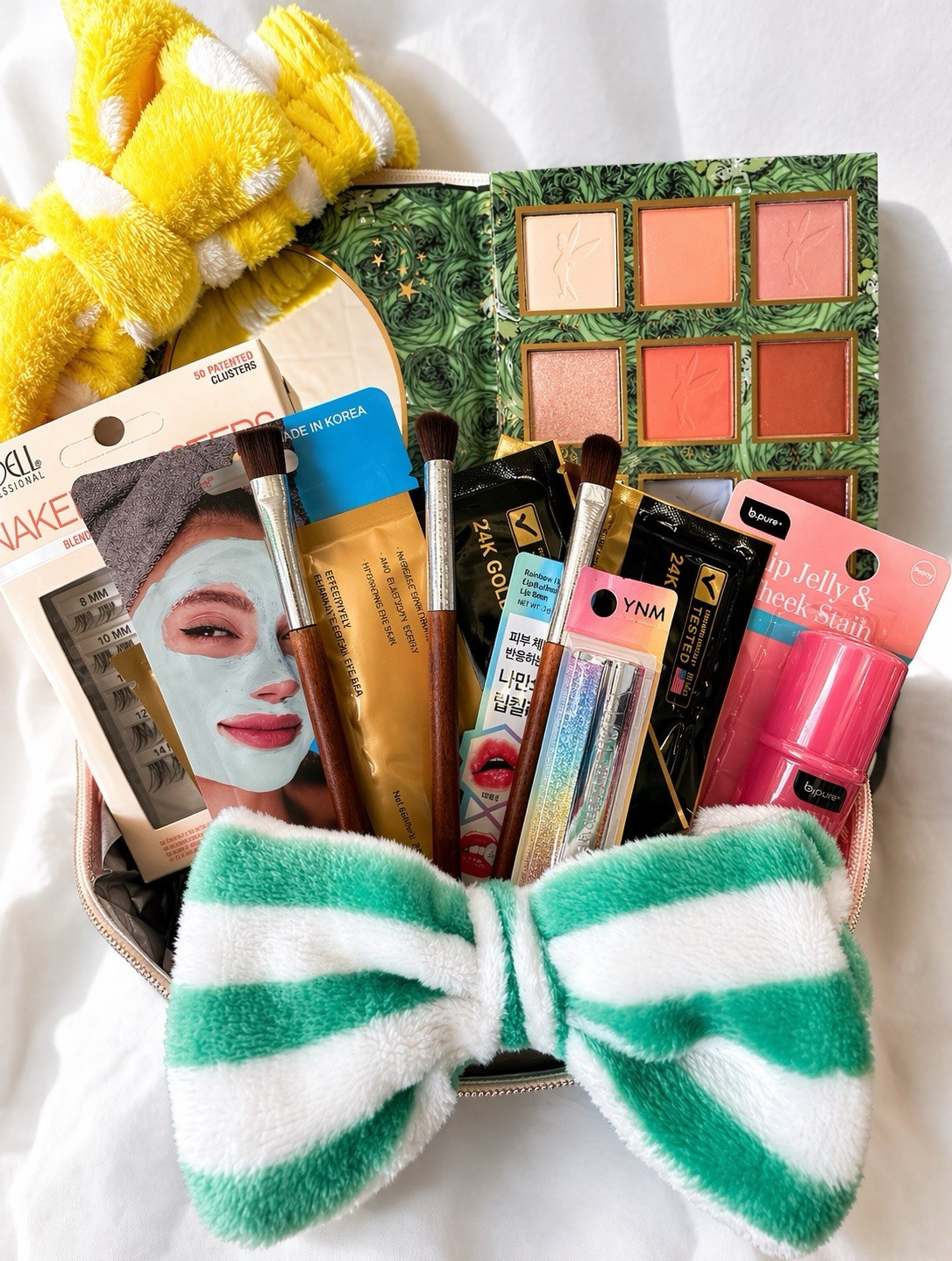 Tinker Bell Spa Day Beauty Bundle, Korean Skincare + Glitter Lip + Brushes