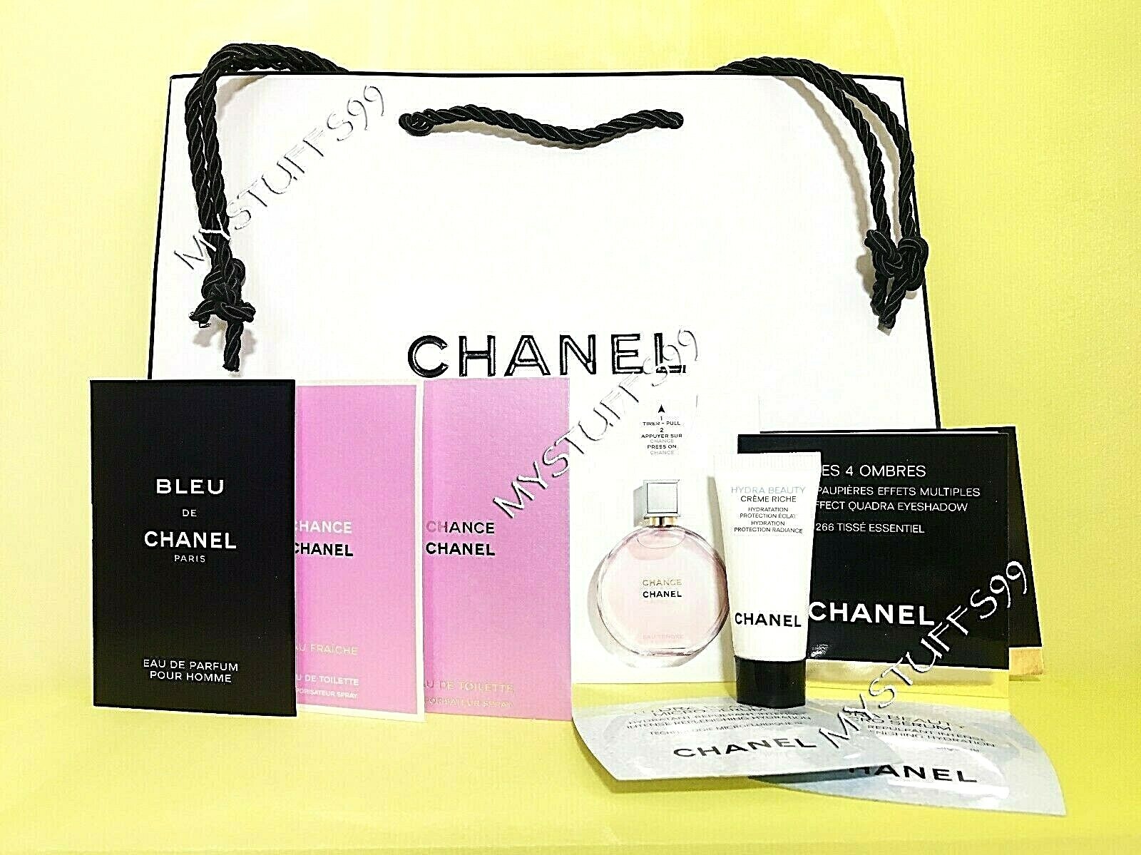LOT 10 PCS CHANEL MAKEUP – FRAGRANCE SAMPLES & SHOPPING BAG NEW FREE SHIP SET #2