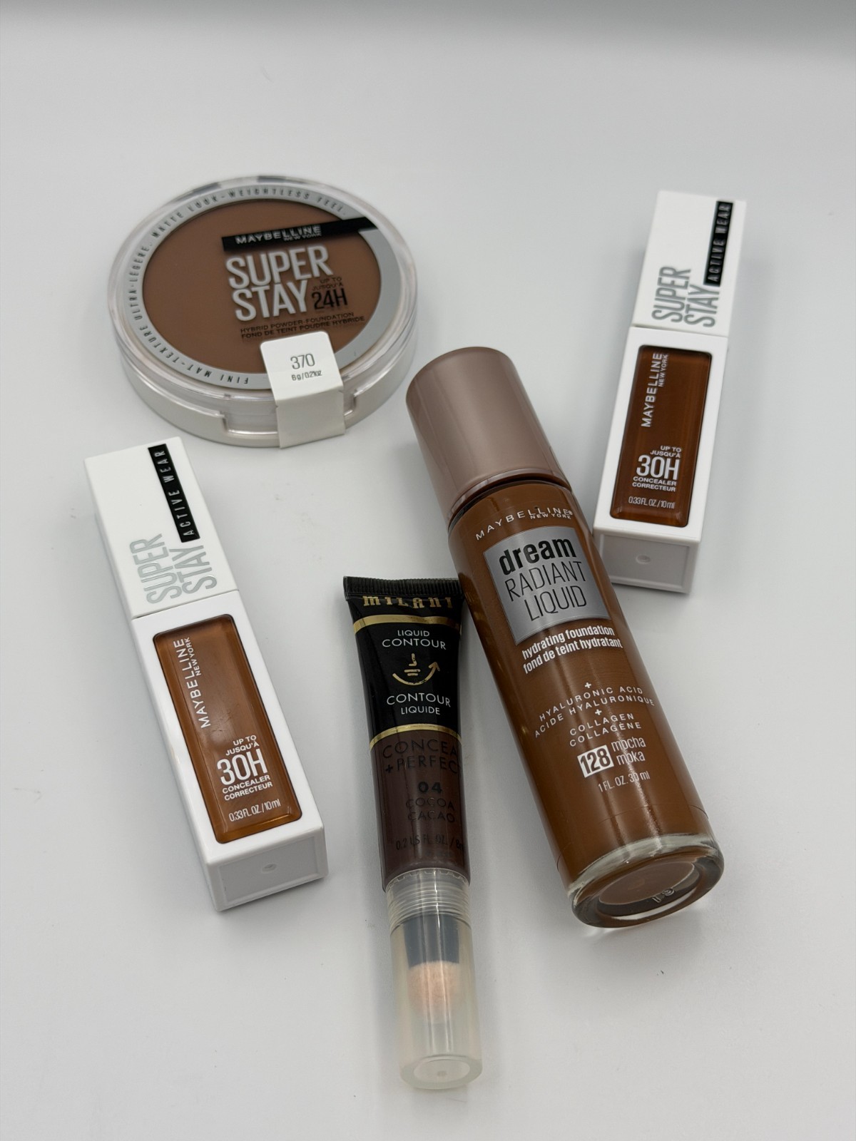 5PCS Makeup Lot Dark Skin Tones Maybelline Super Stay, Milani Conceal + Perfect