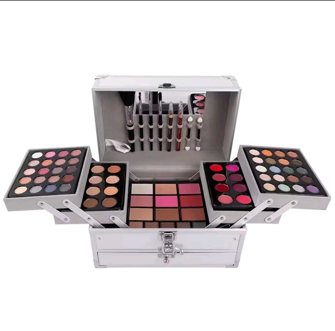 Multicolor Makeup Set Kit: Eyeshadow, Blush, Lipstick, Gloss, Brushes